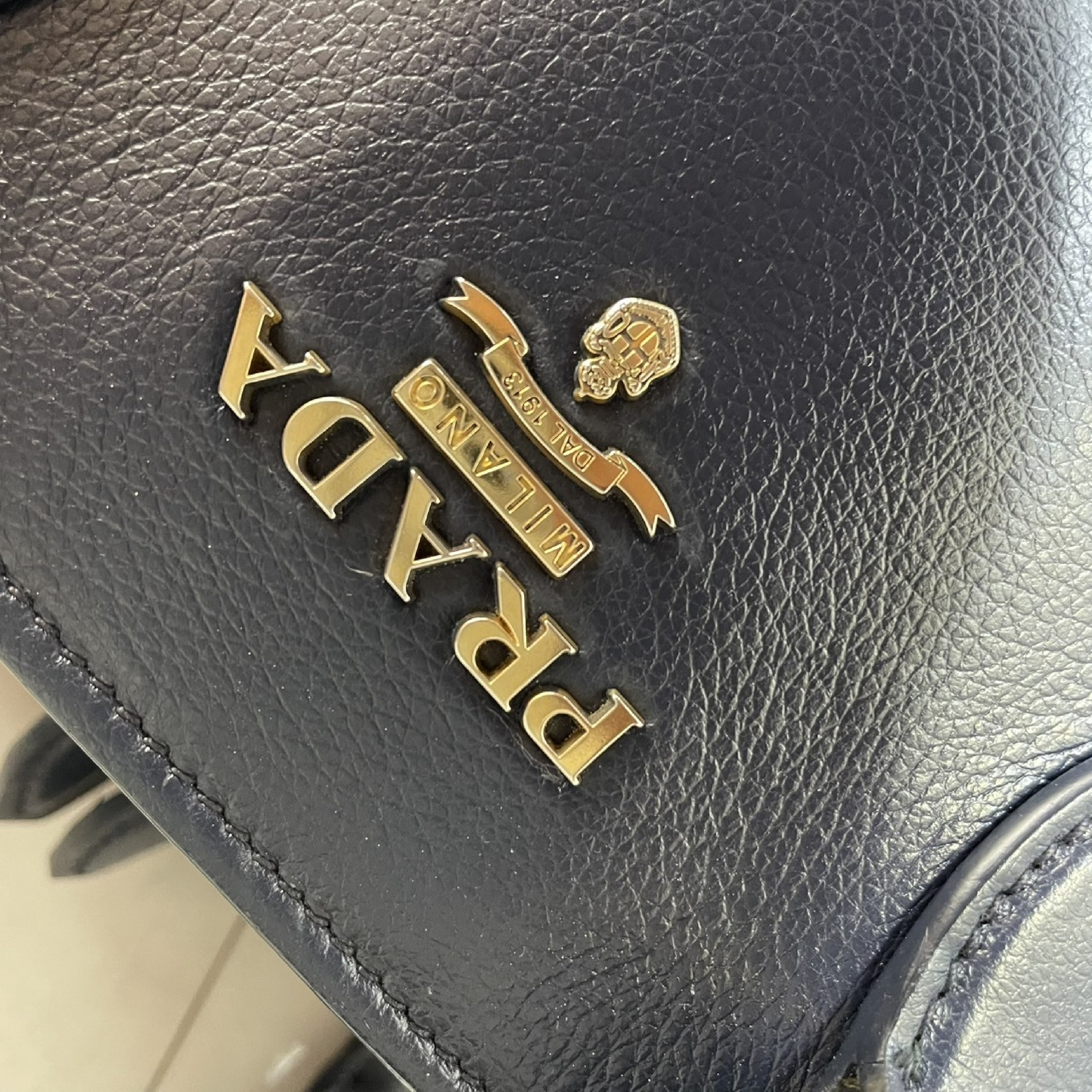 2-way handbag, navy, 1BA164 GLACE CALF stamp, riri shoulder bag — view 9