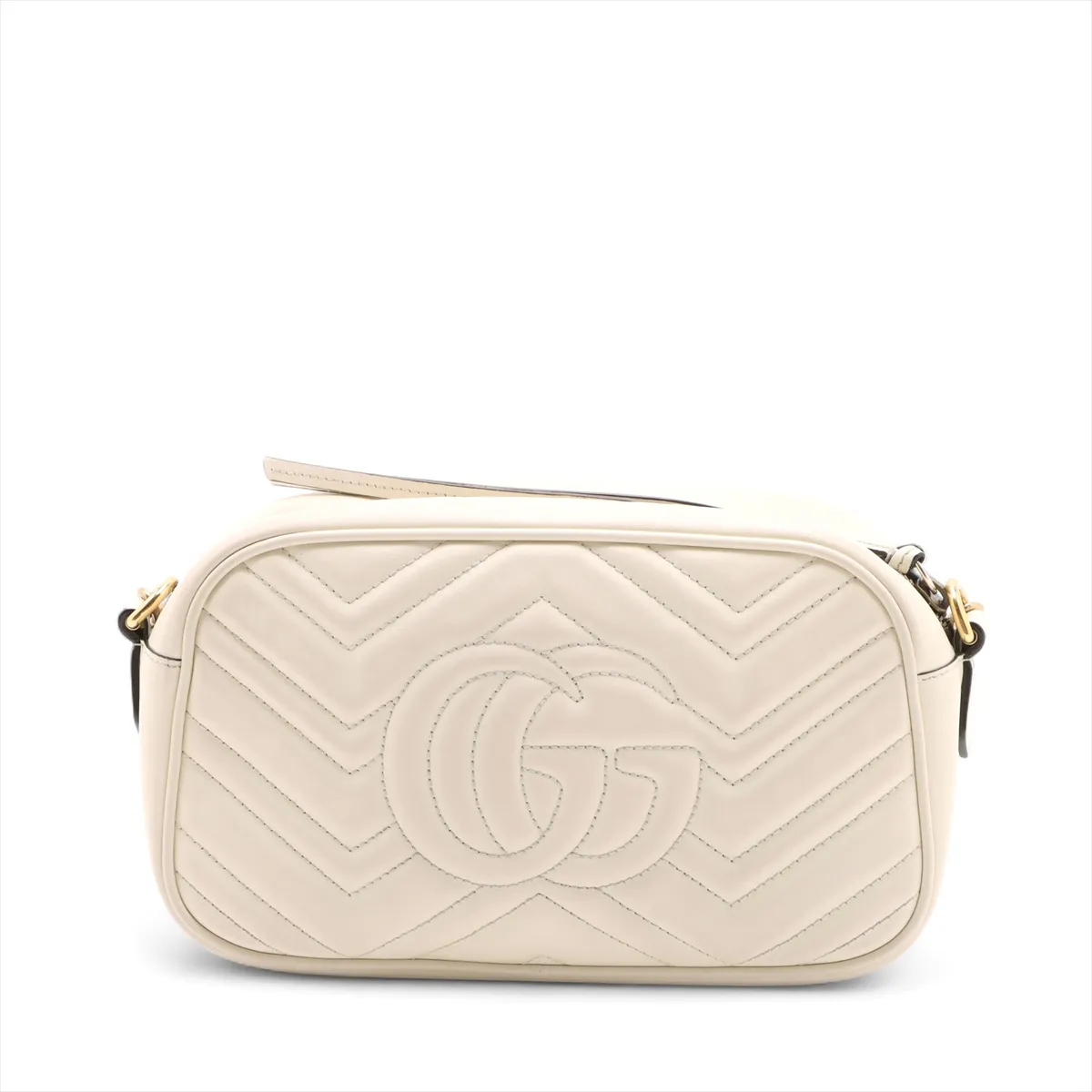 GG Marmont Leather Chain Shoulder Bag White 47632 — view 2