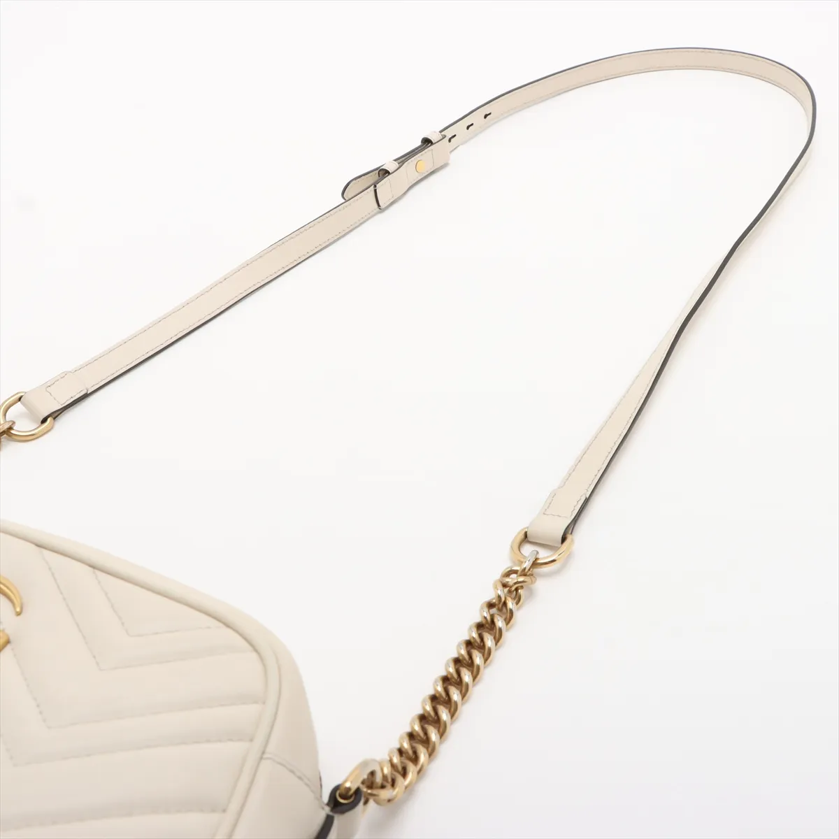 GG Marmont Leather Chain Shoulder Bag White 47632 — view 5