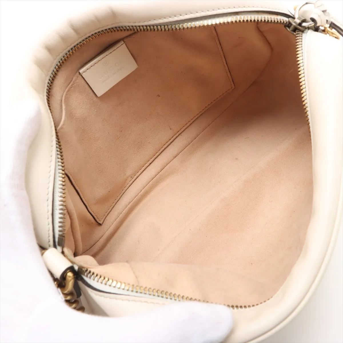 GG Marmont Leather Chain Shoulder Bag White 47632 — view 6