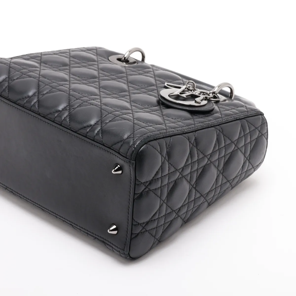 Cannage Lady Dior Leather 2-Way Handbag, Black — view 3