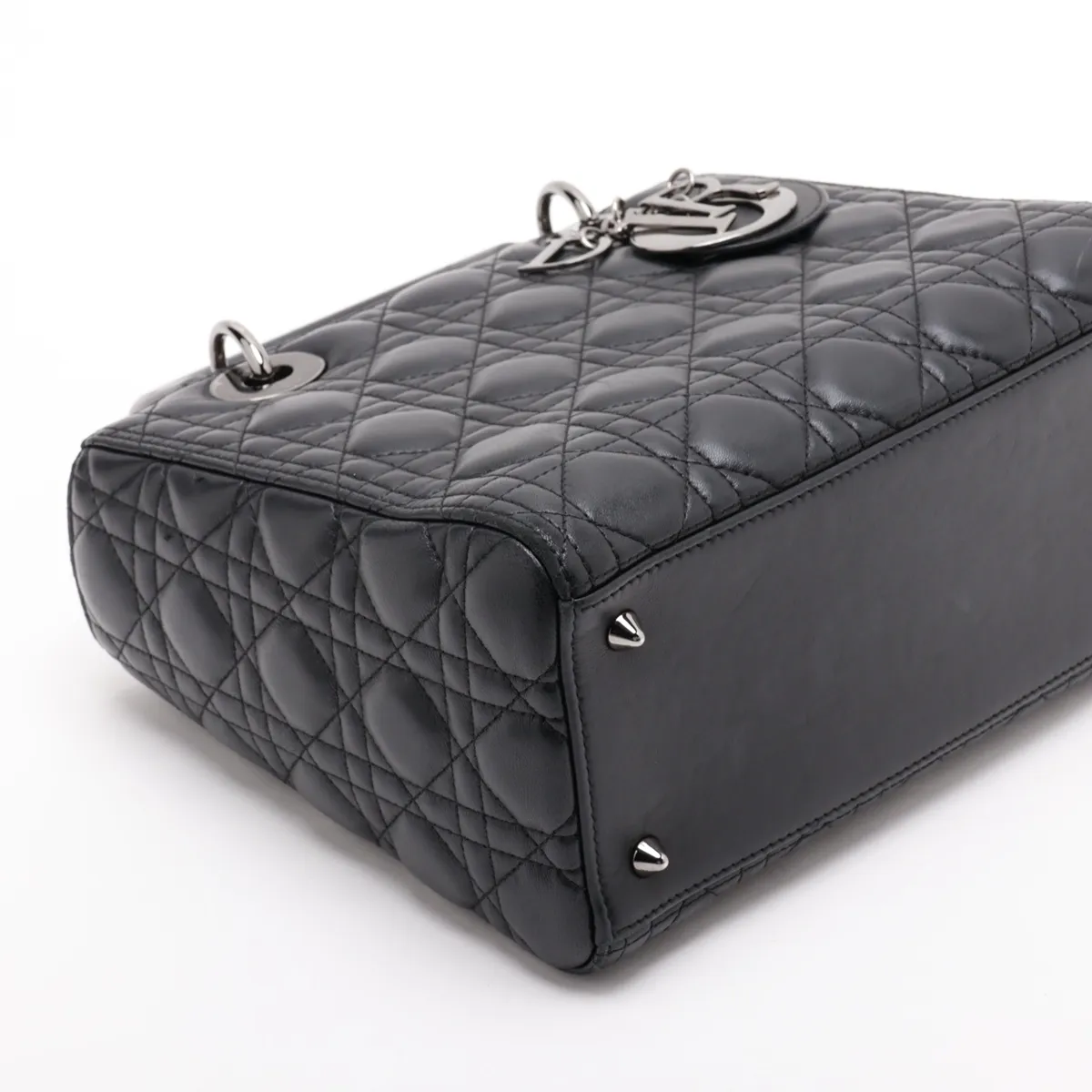 Cannage Lady Dior Leather 2-Way Handbag, Black — view 4