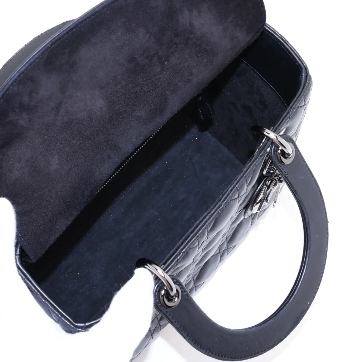 Cannage Lady Dior Leather 2-Way Handbag, Black — view 8