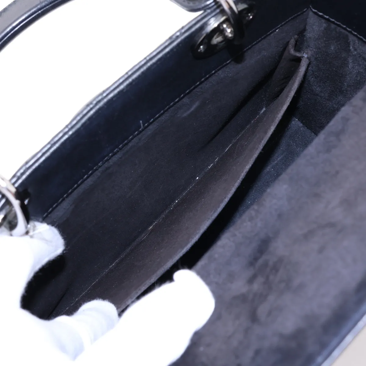 Cannage Lady Dior Leather 2-Way Handbag, Black — view 10