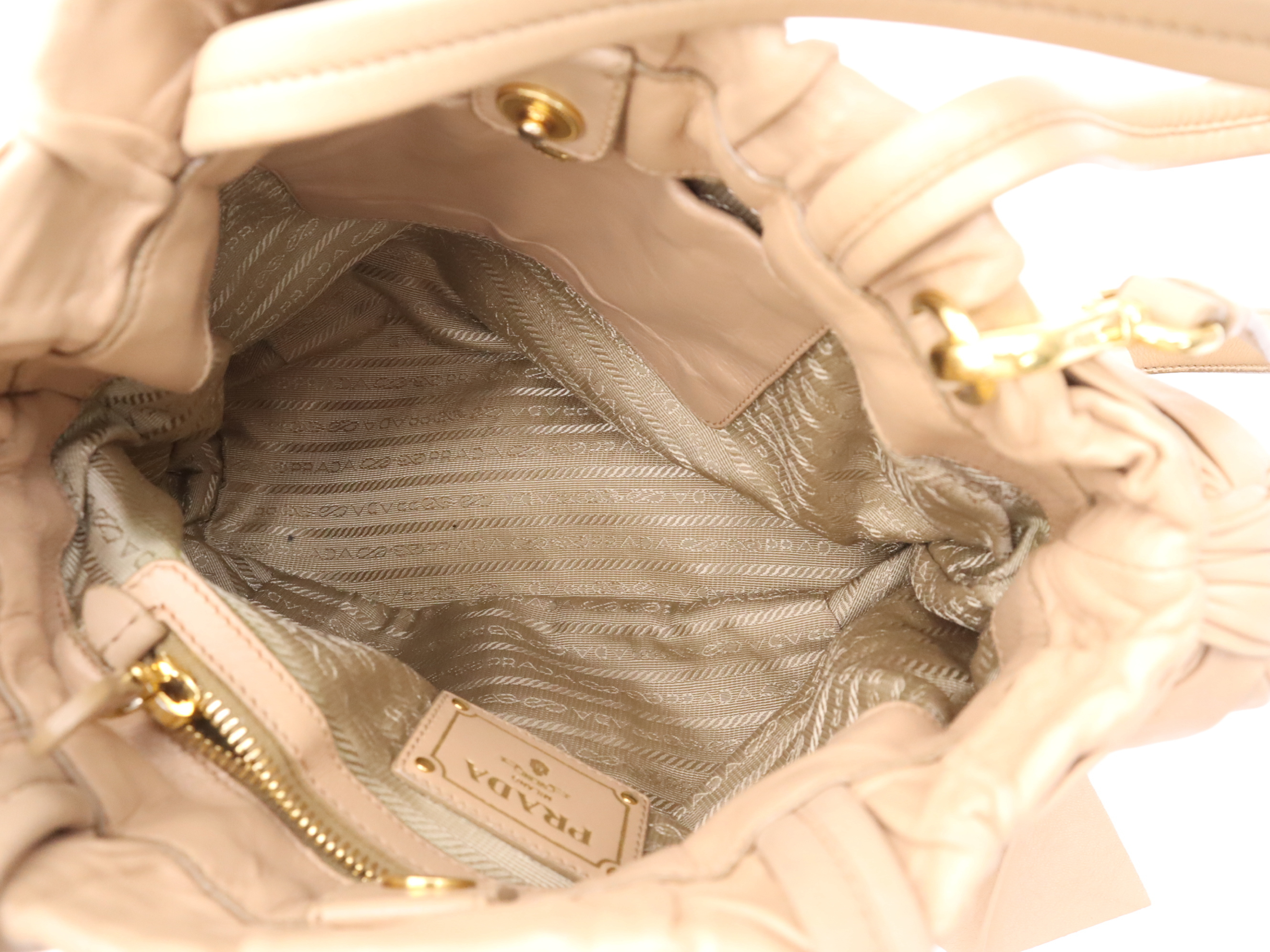 Leather Tote Bag, Beige, Gold Hardware, Shoulder Strap, Card Holder, Handbag — view 11