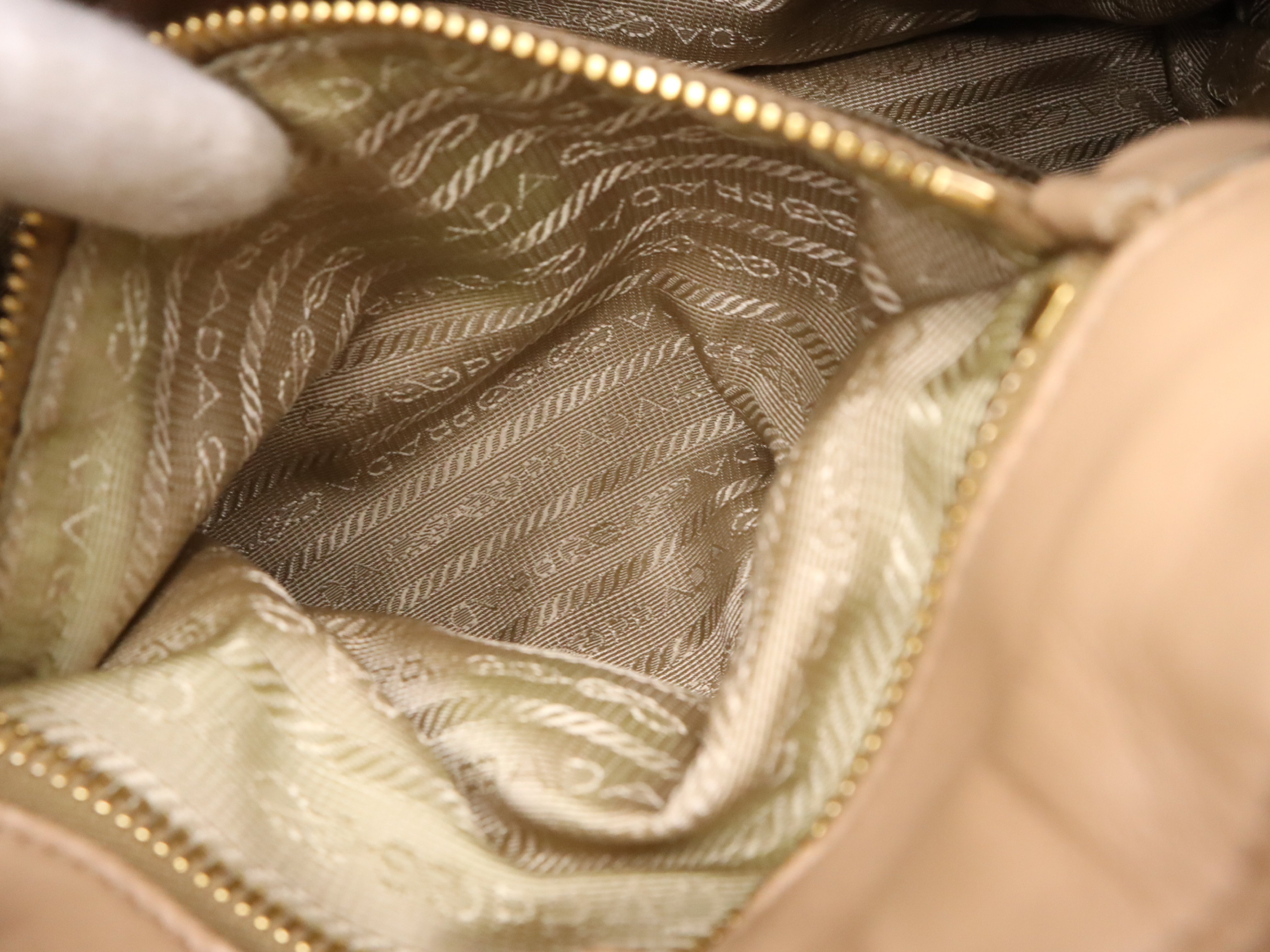 Leather Tote Bag, Beige, Gold Hardware, Shoulder Strap, Card Holder, Handbag — view 12