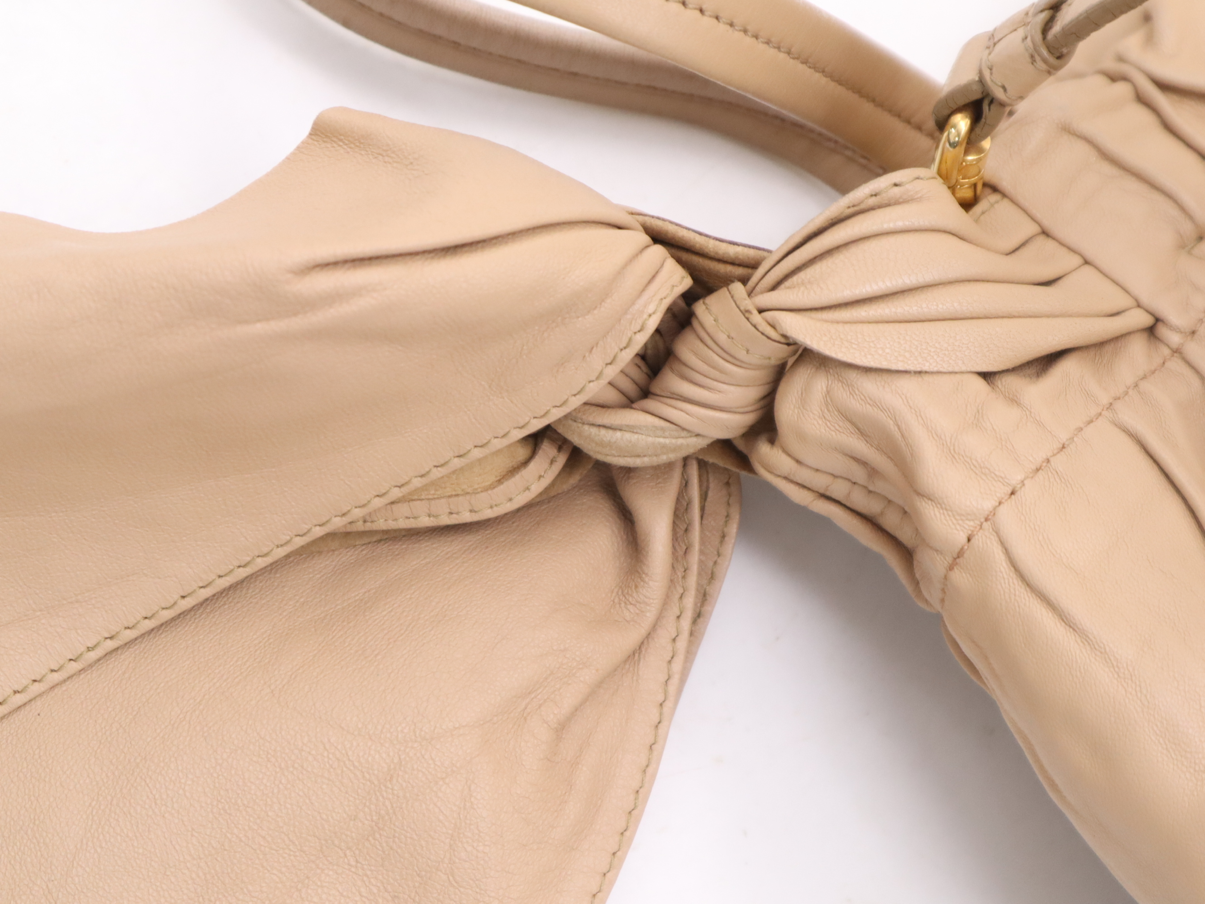 Leather Tote Bag, Beige, Gold Hardware, Shoulder Strap, Card Holder, Handbag — view 9