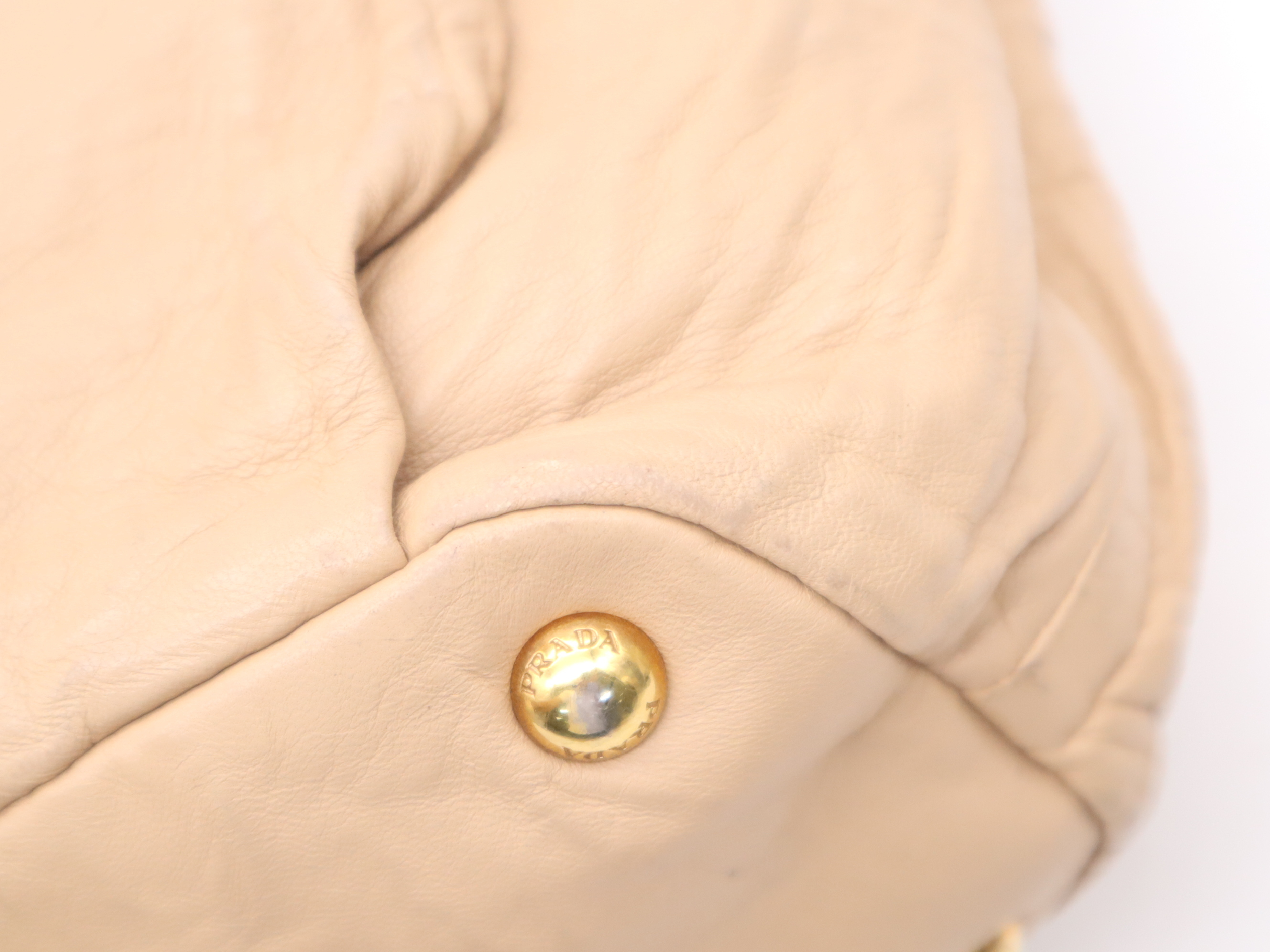 Leather Tote Bag, Beige, Gold Hardware, Shoulder Strap, Card Holder, Handbag — view 10