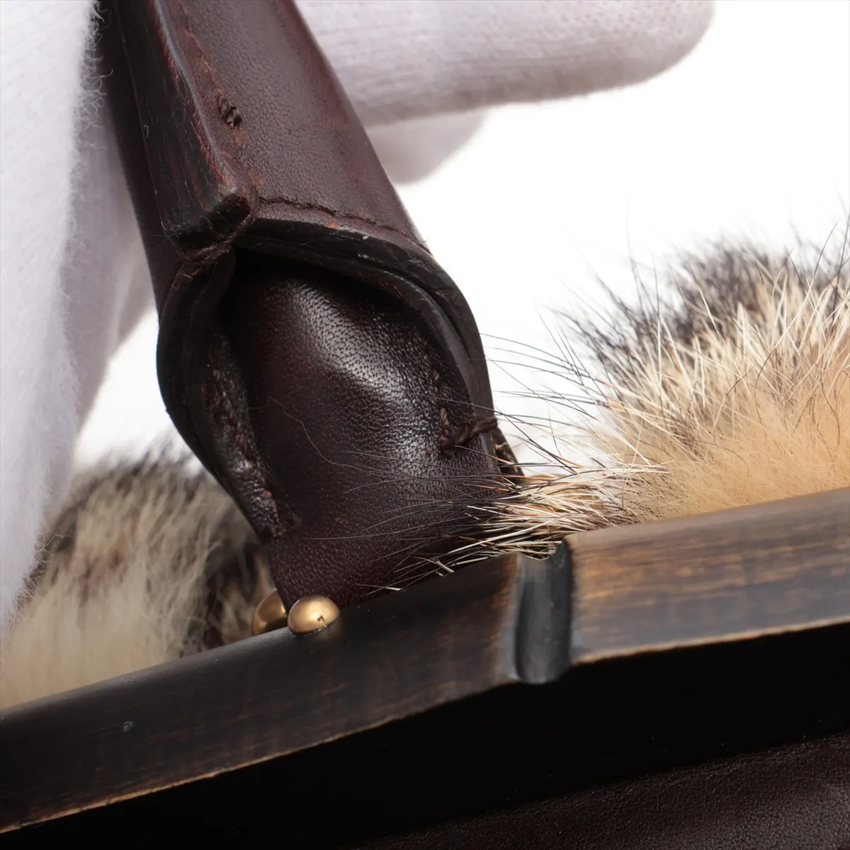 Bamboo Fur Handbag Beige 114978 — view 11