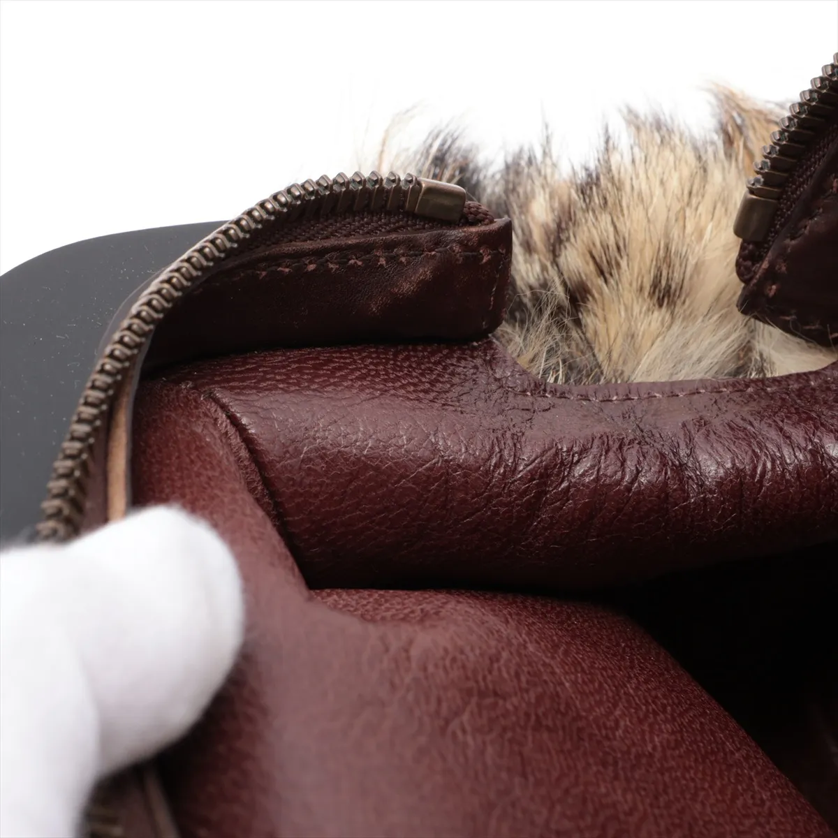 Bamboo Fur Handbag Beige 114978 — view 13