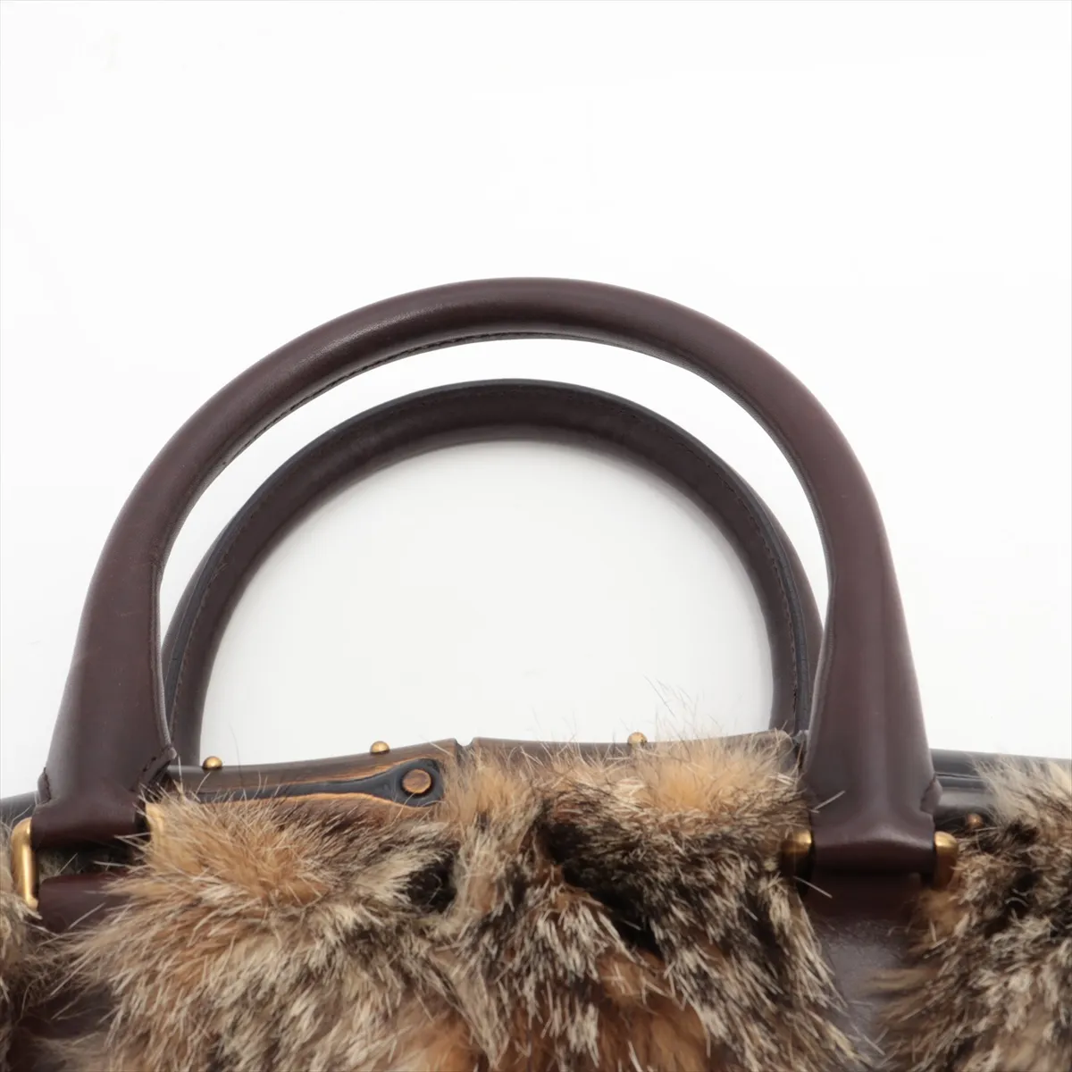 Bamboo Fur Handbag Beige 114978 — view 6