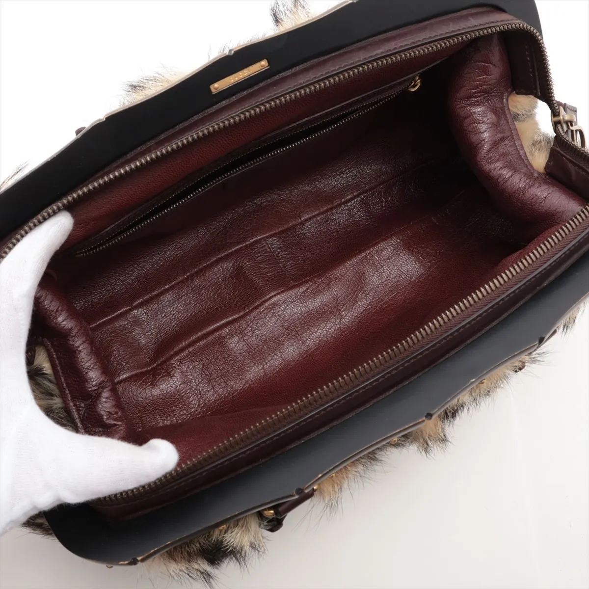 Bamboo Fur Handbag Beige 114978 — view 7