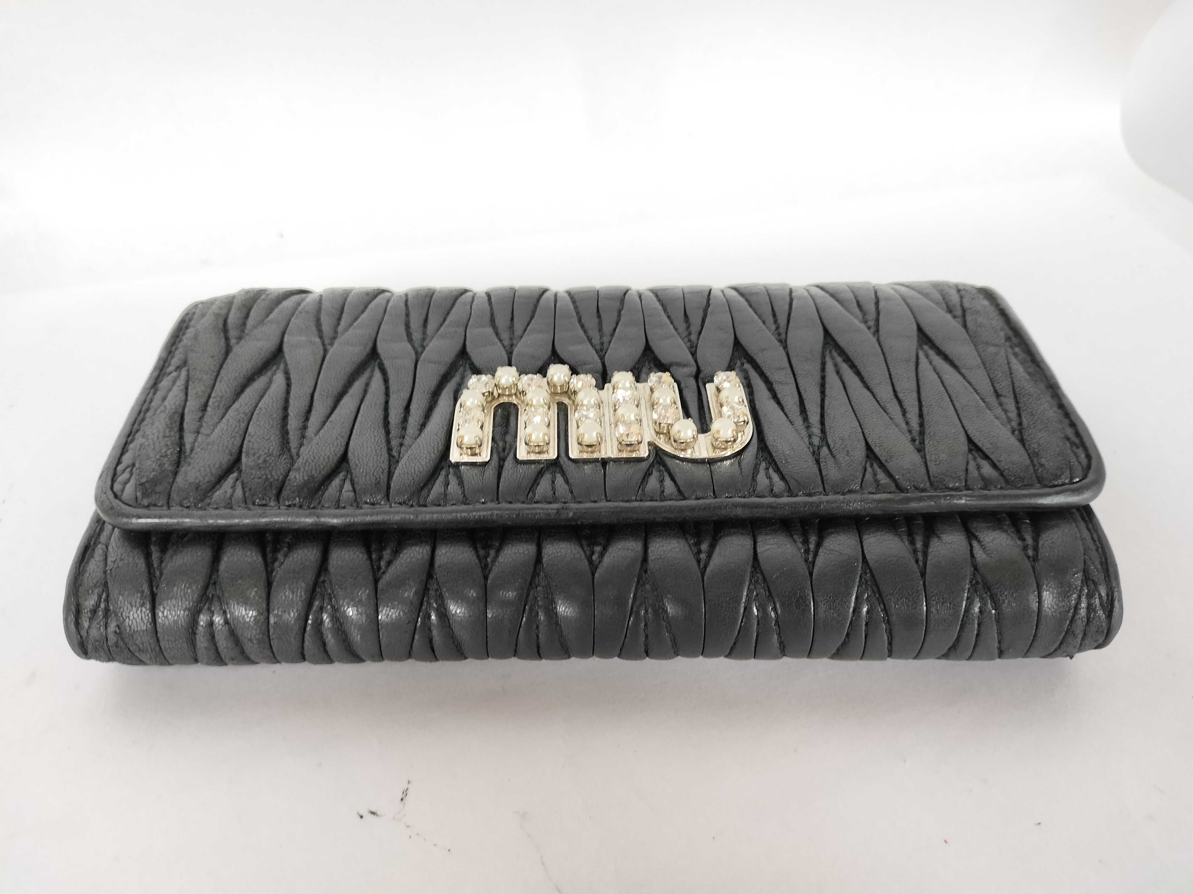 Matelassé Long Wallet with Miu Crystal Pass Case — view 4