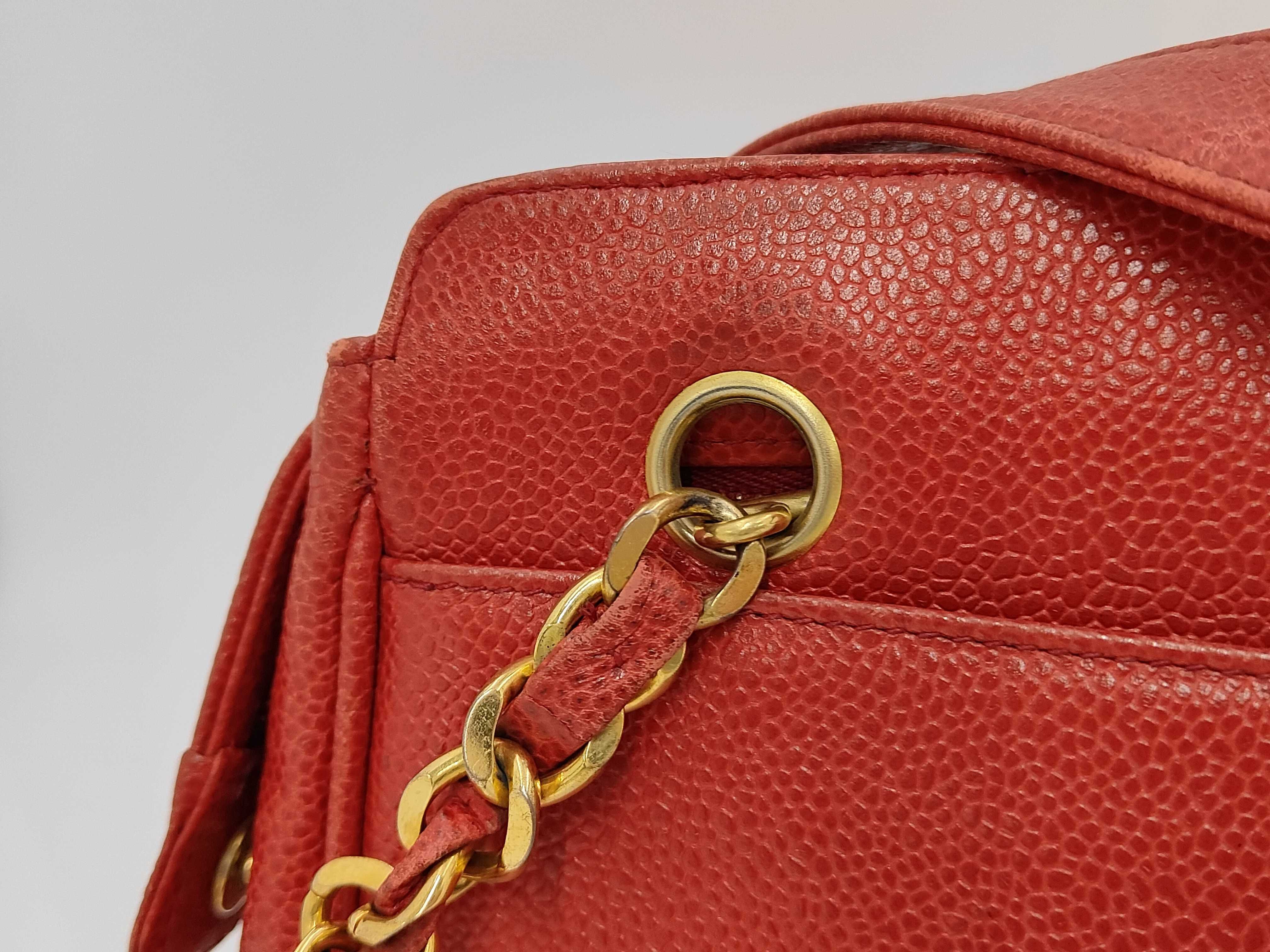 Chain Shoulder Bag, Triple Coco Mark, Red, Caviar Leather Shoulder Bag — view 3