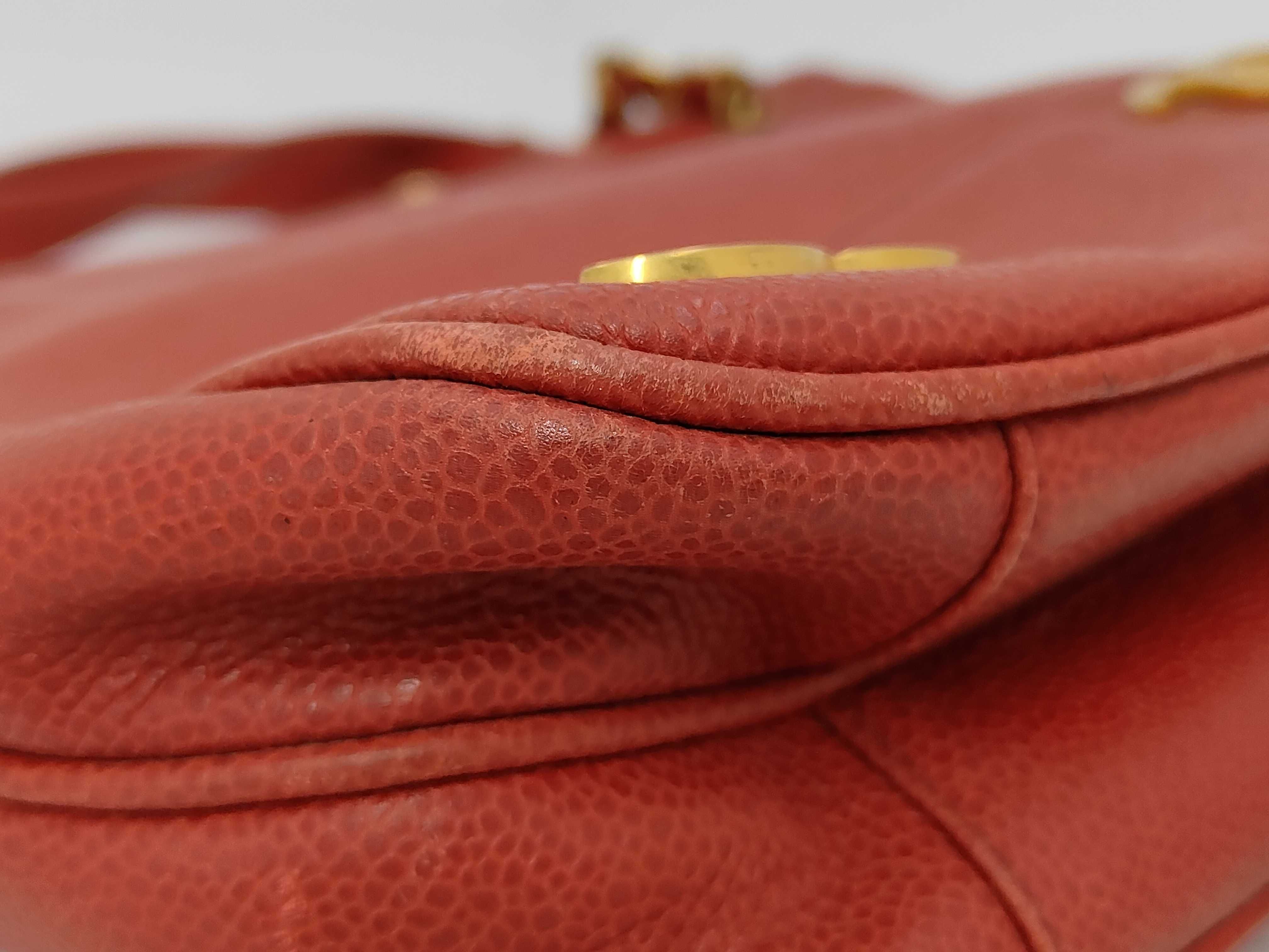 Chain Shoulder Bag, Triple Coco Mark, Red, Caviar Leather Shoulder Bag — view 7