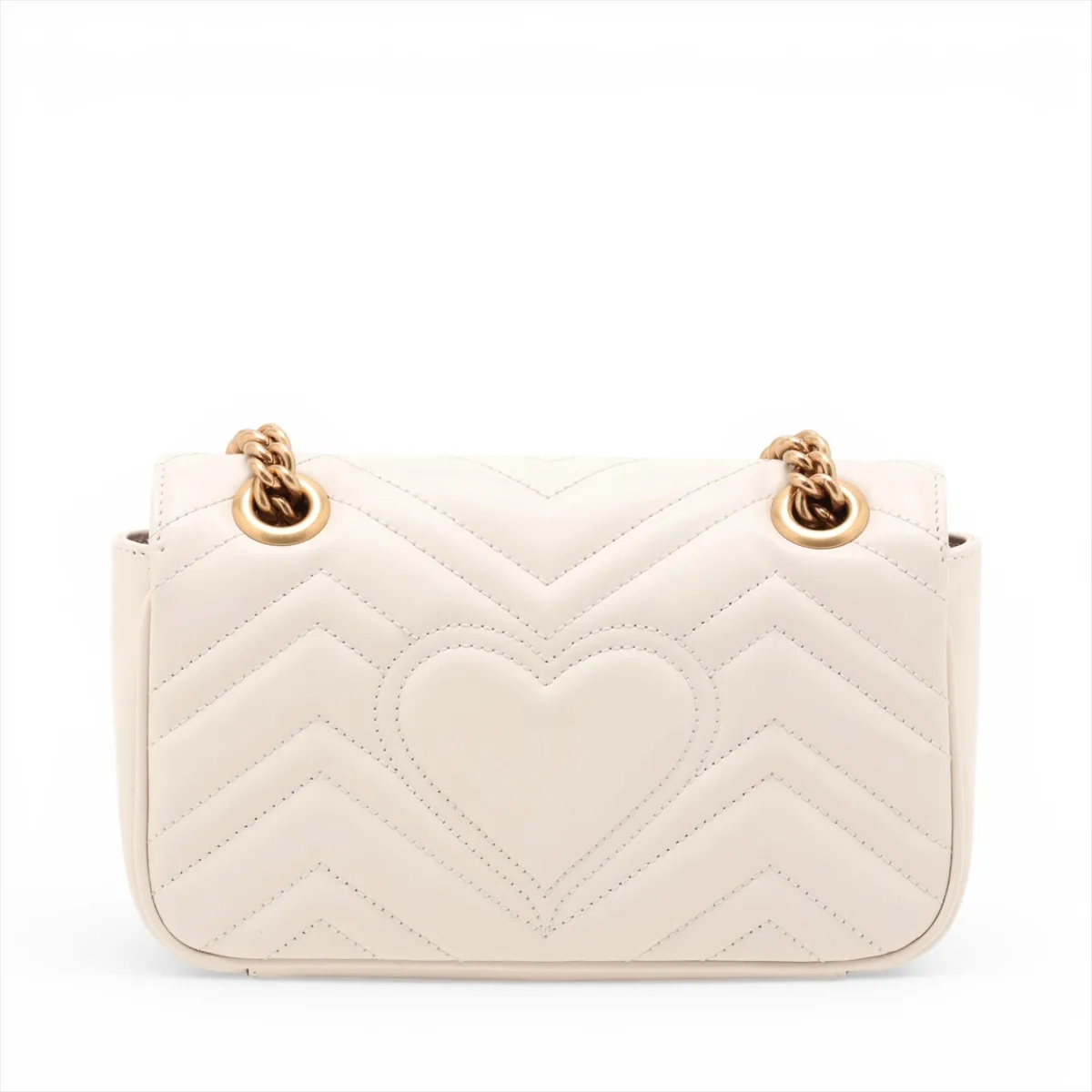 GG Marmont Leather Chain Shoulder Bag, White, 446744 — view 2