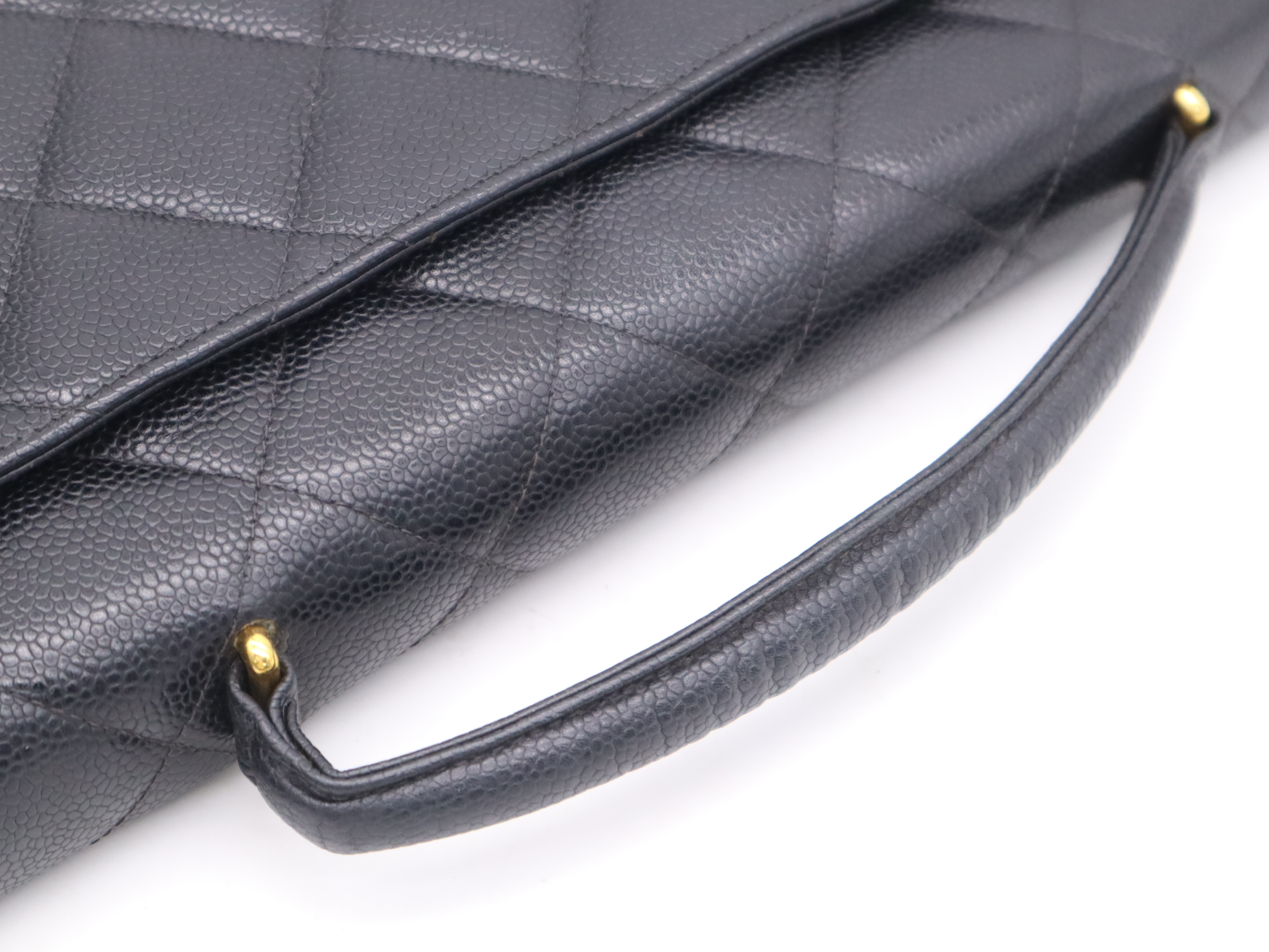 A02794 Caviar Skin Matelassé Turnlock Business Bag, Black with Gold Hardware, Original Seal (Incomplete/Unclear) — view 6