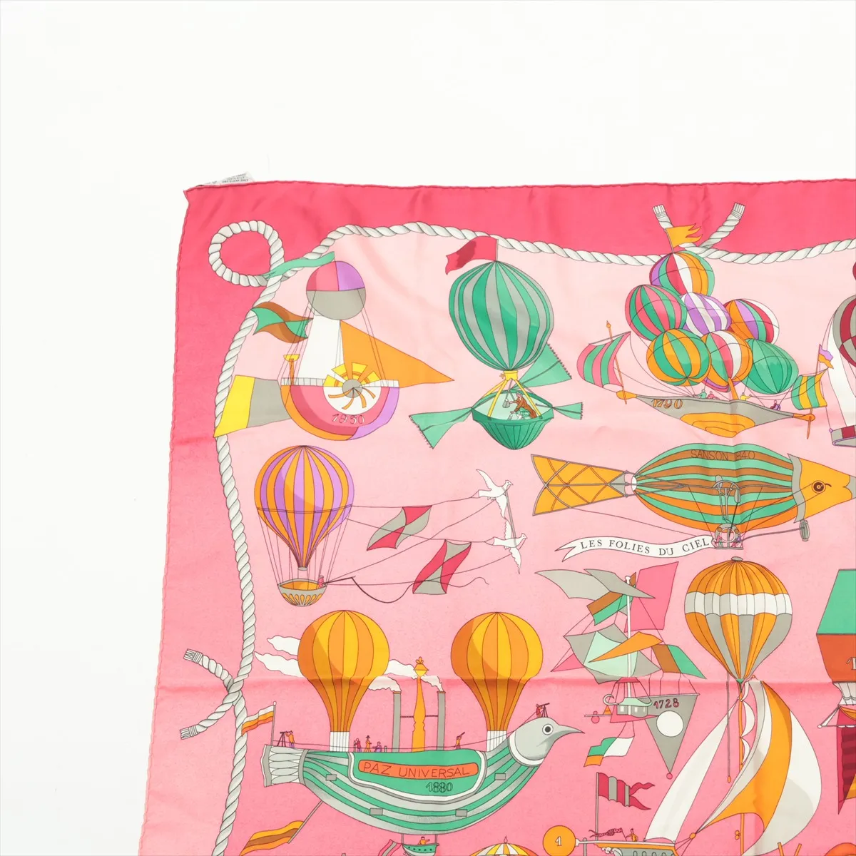 Carre 90 LES FOLIES DU CIEL Madness of the Sky Scarf Silk Pink Thread — view 2