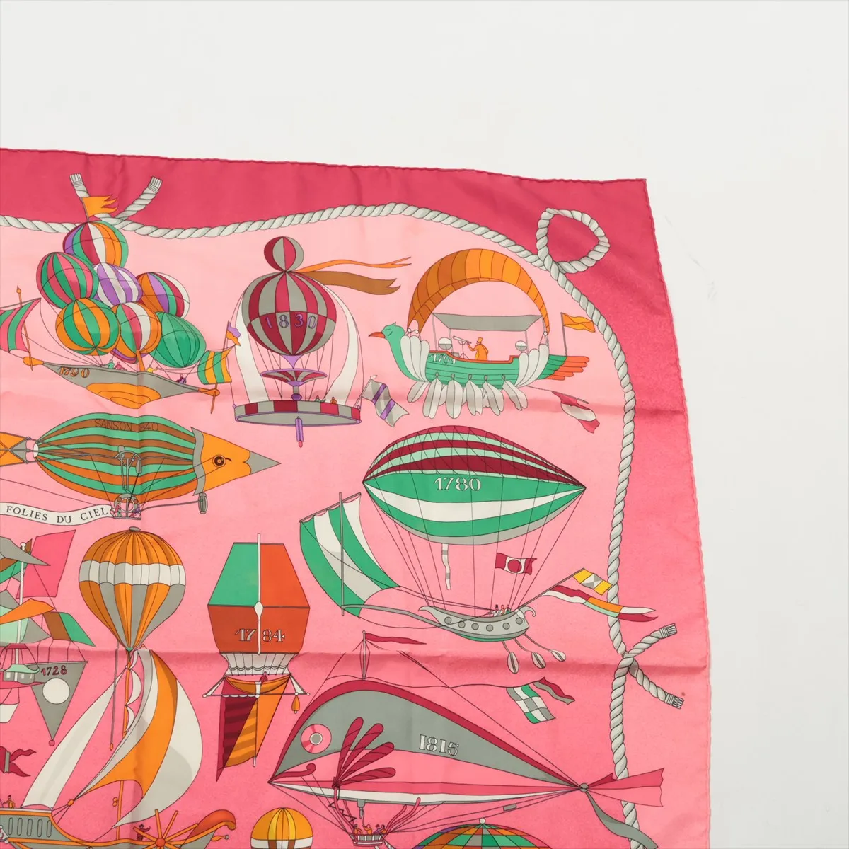 Carre 90 LES FOLIES DU CIEL Madness of the Sky Scarf Silk Pink Thread — view 3