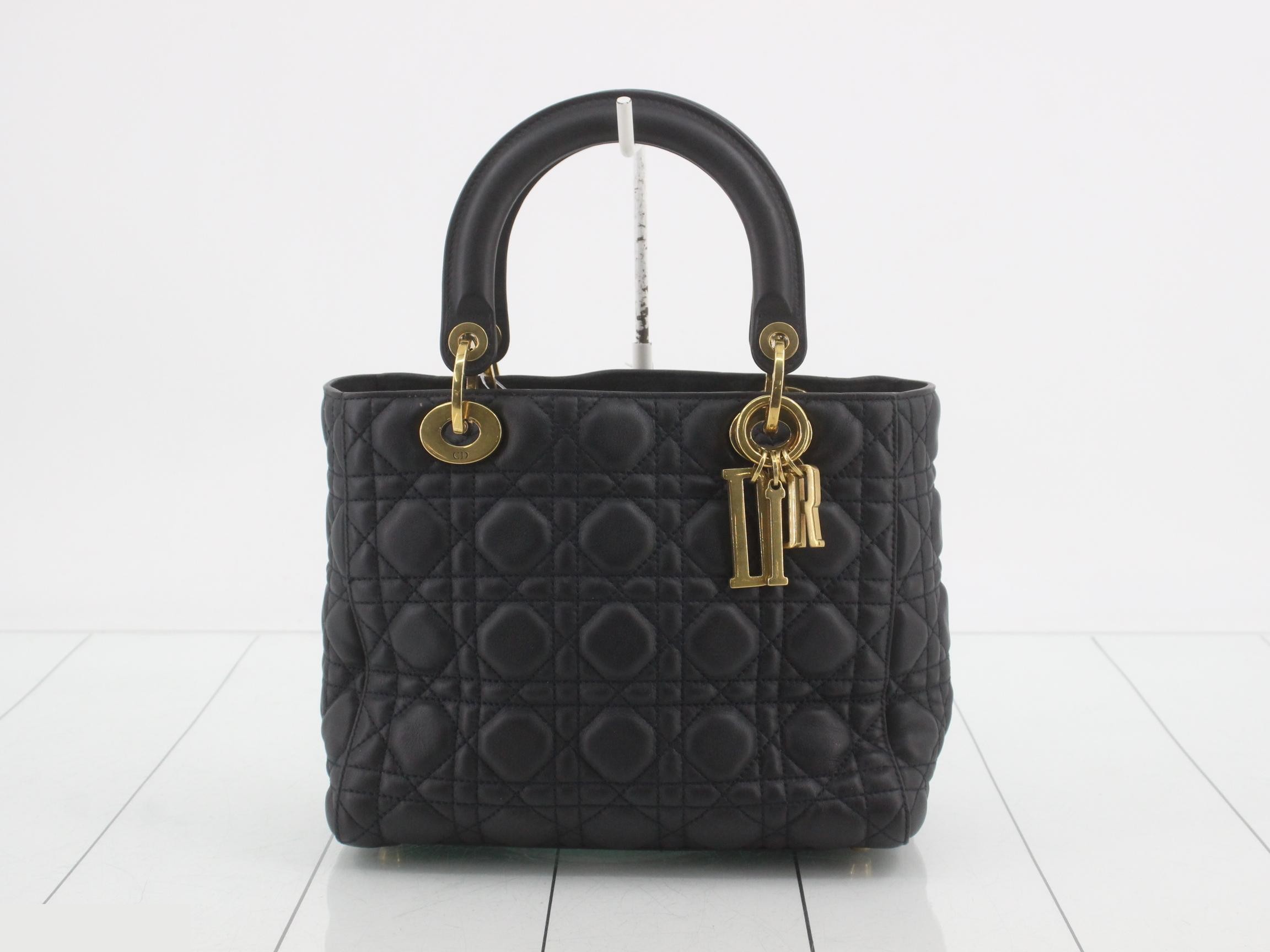 Lady Dior Cannage Leather Black Shoulder Handbag