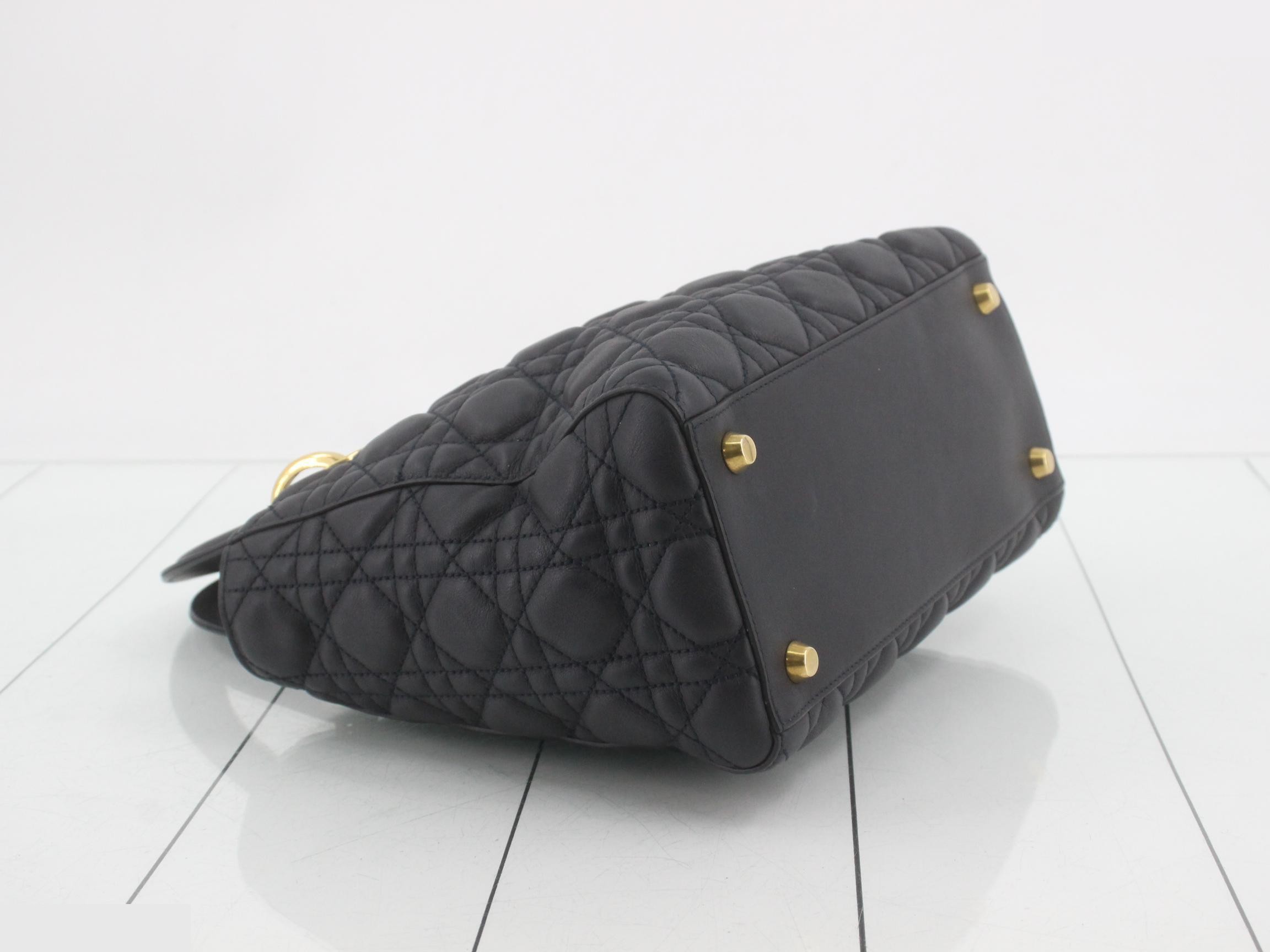 Lady Dior Cannage Leather Black Shoulder Handbag — view 5