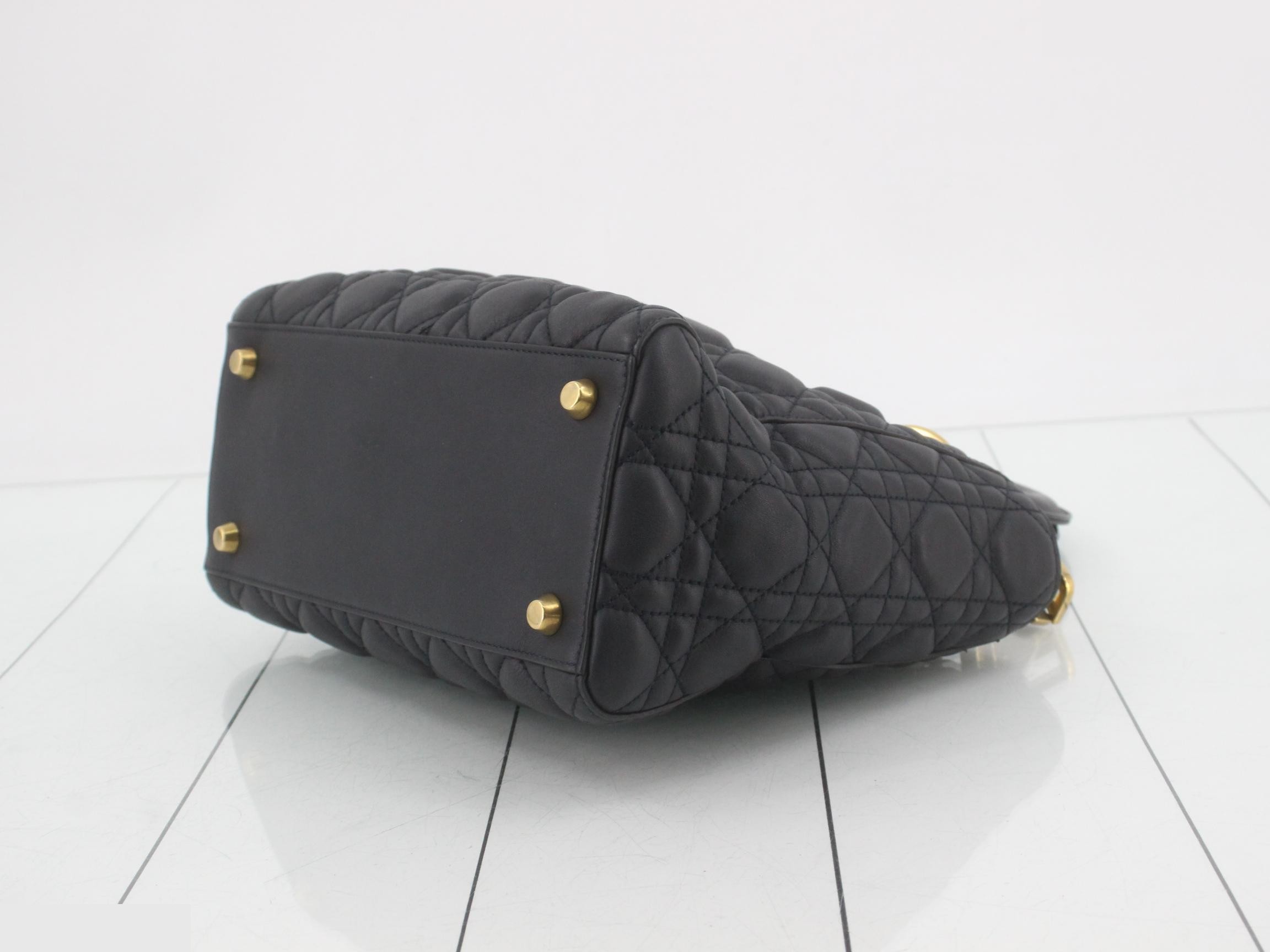 Lady Dior Cannage Leather Black Shoulder Handbag — view 6