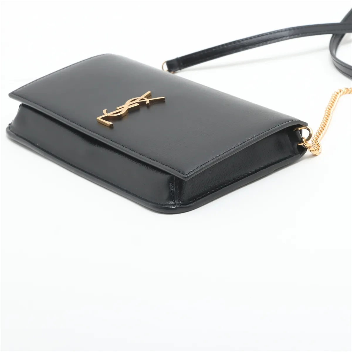Leather Chain Shoulder Bag Black 635095 — view 3