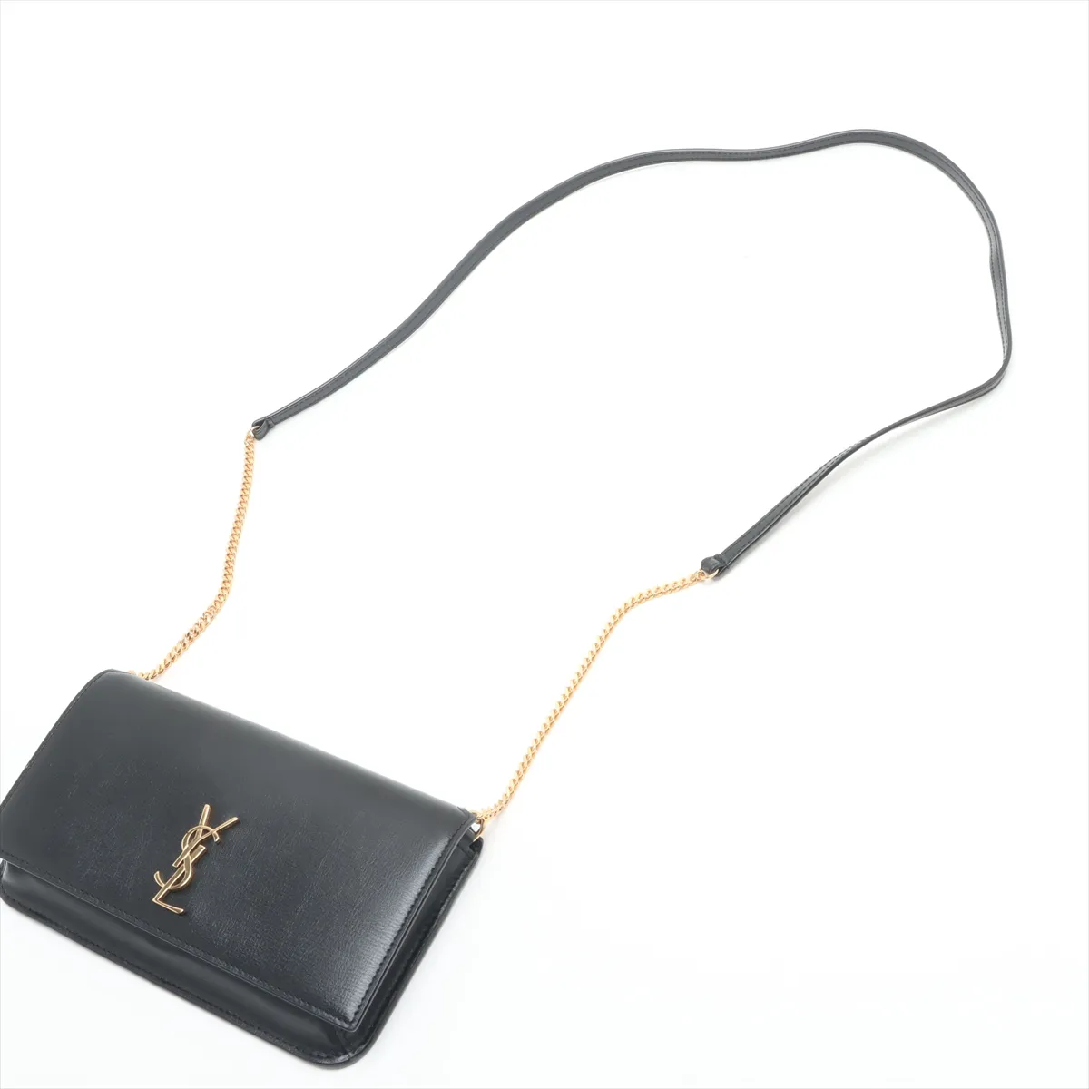 Leather Chain Shoulder Bag Black 635095 — view 5