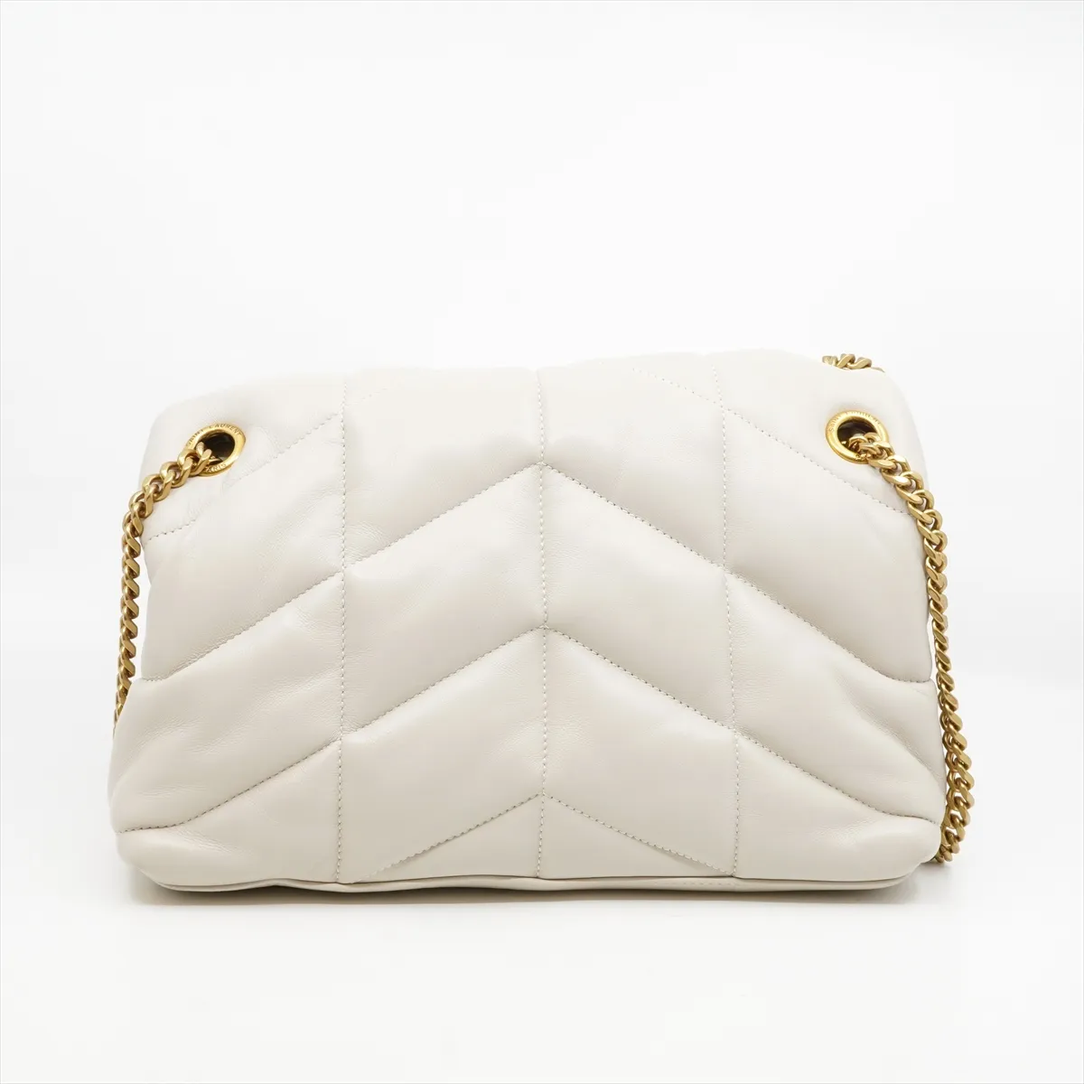 Lulu Puffer Lambskin Chain Shoulder Bag White 577476 — view 2