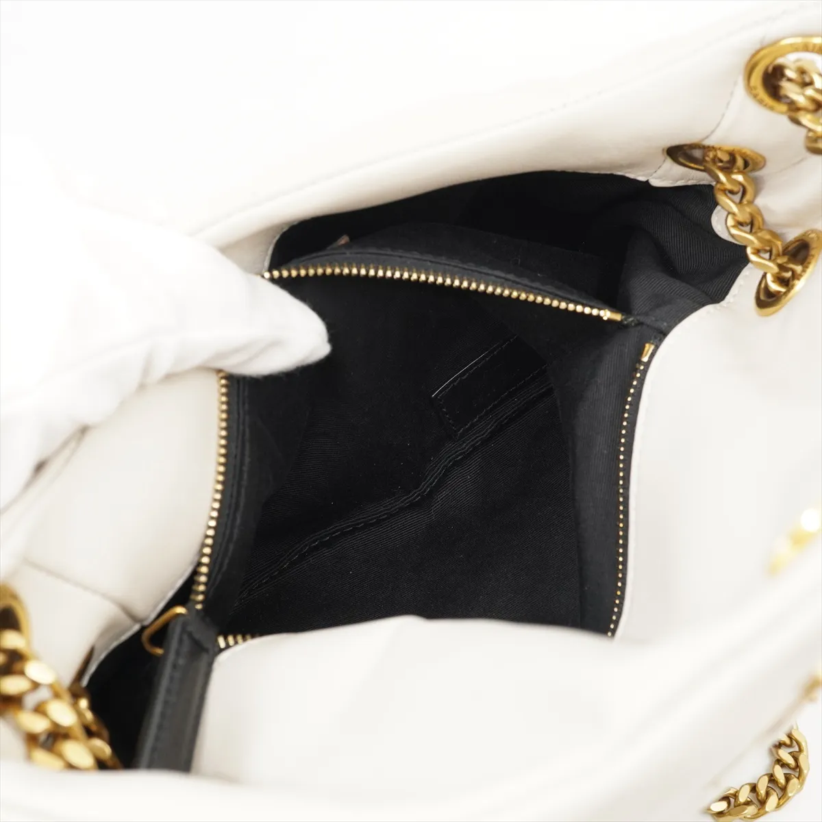 Lulu Puffer Lambskin Chain Shoulder Bag White 577476 — view 11