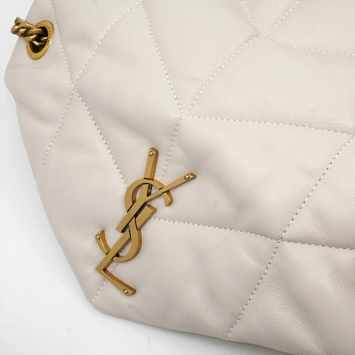 Lulu Puffer Lambskin Chain Shoulder Bag White 577476 — view 12
