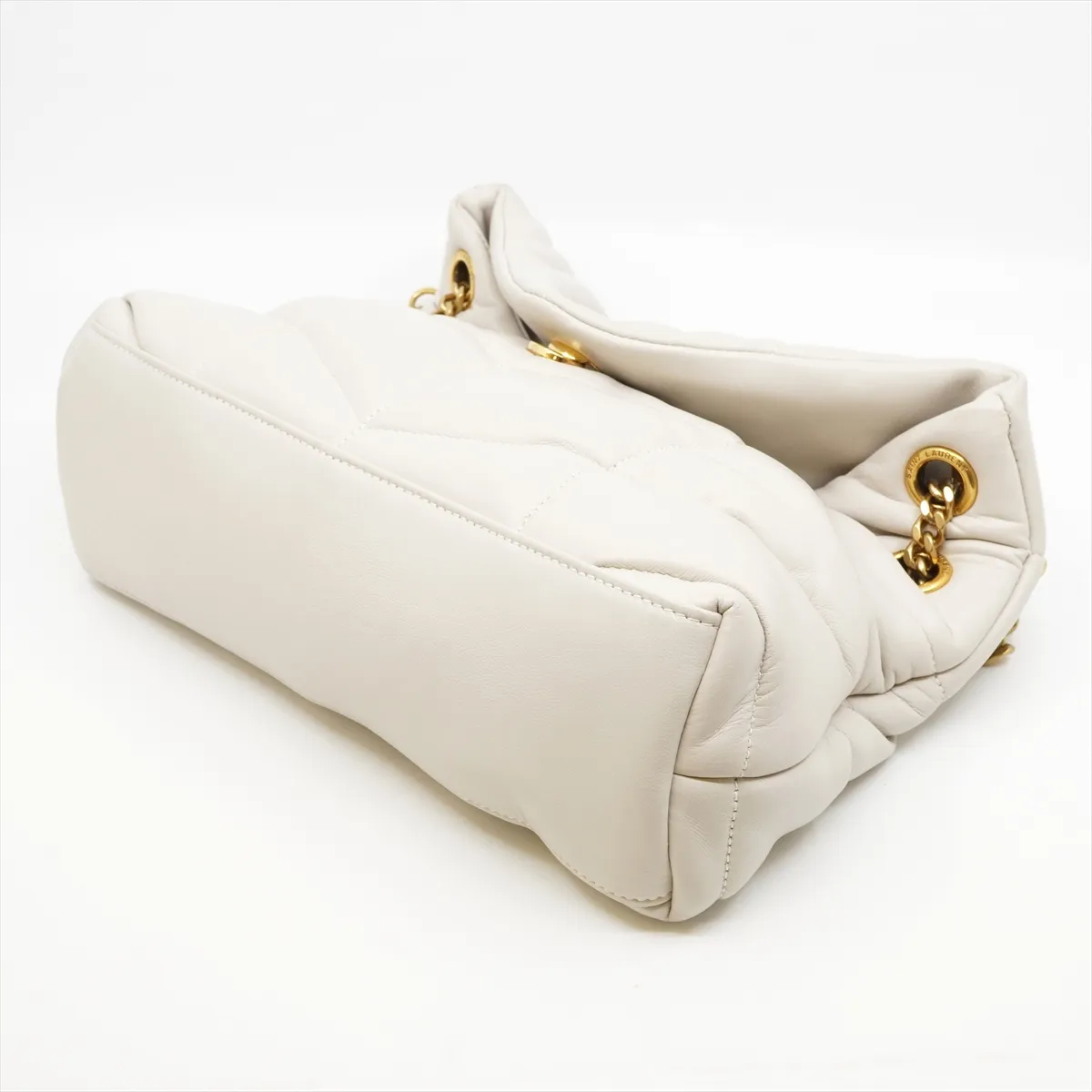 Lulu Puffer Lambskin Chain Shoulder Bag White 577476 — view 3