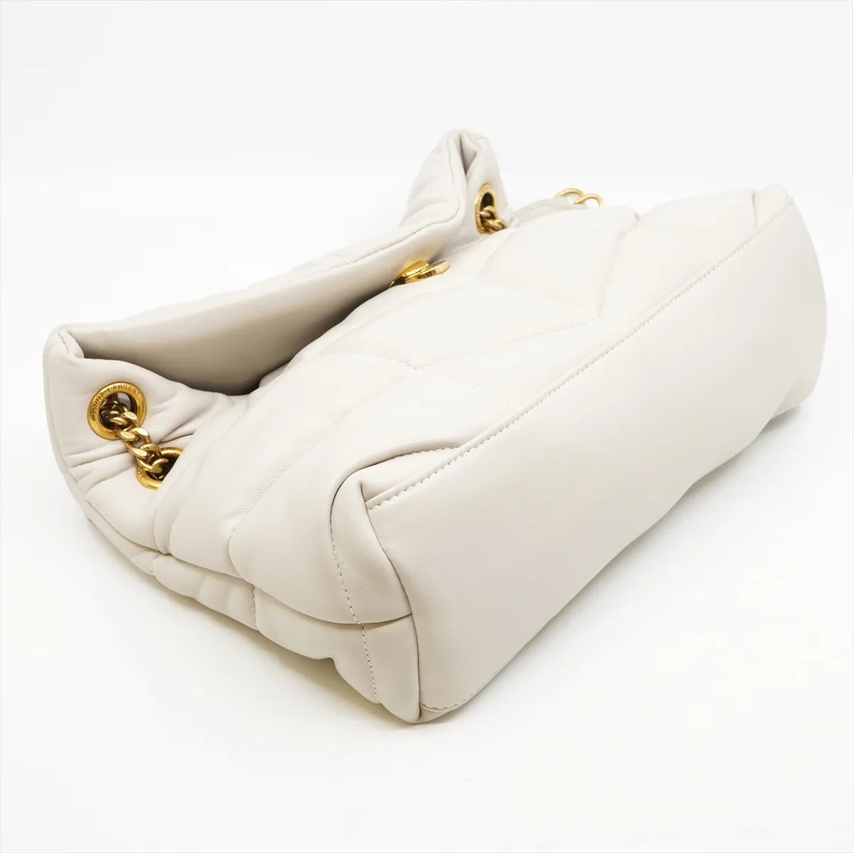 Lulu Puffer Lambskin Chain Shoulder Bag White 577476 — view 4