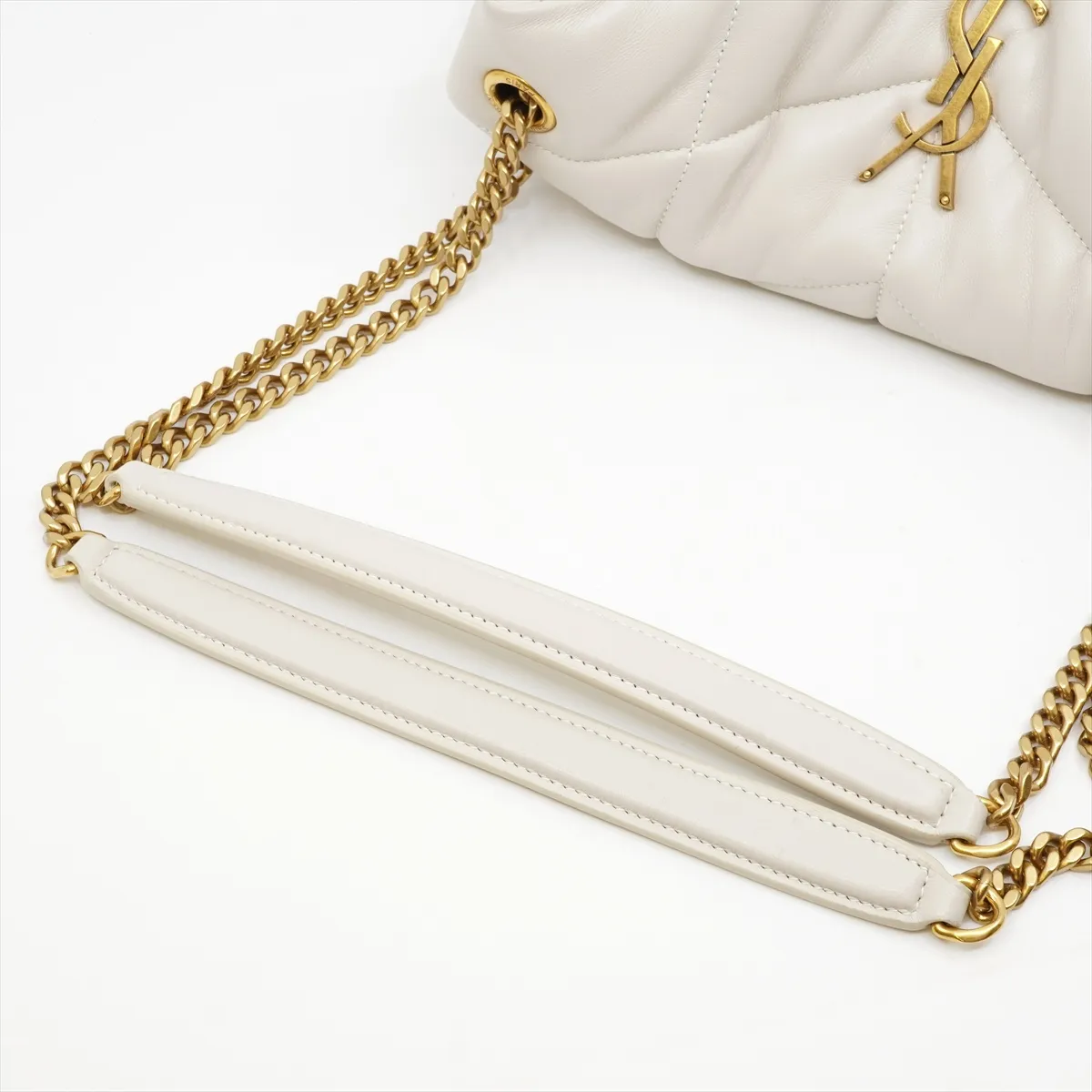 Lulu Puffer Lambskin Chain Shoulder Bag White 577476 — view 5