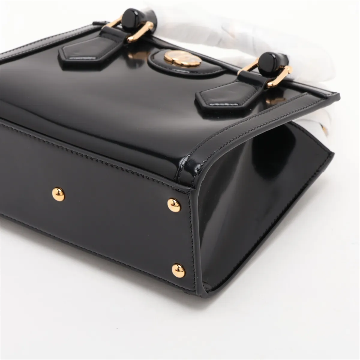 Bamboo Diana 832936 Patent Leather 2-Way Handbag, Black — view 3