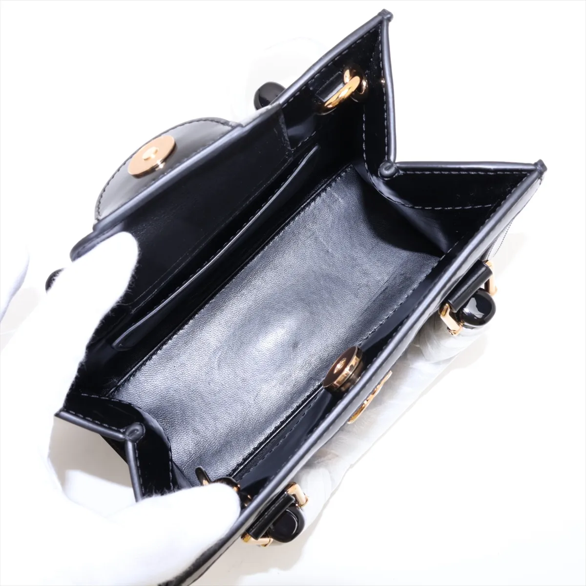 Bamboo Diana 832936 Patent Leather 2-Way Handbag, Black — view 8