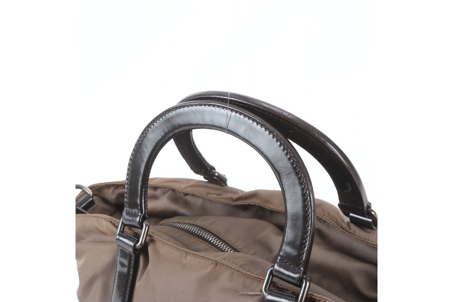 Tessuto Nylon Triangle Logo Leather 2-Way Shoulder Bag — view 2