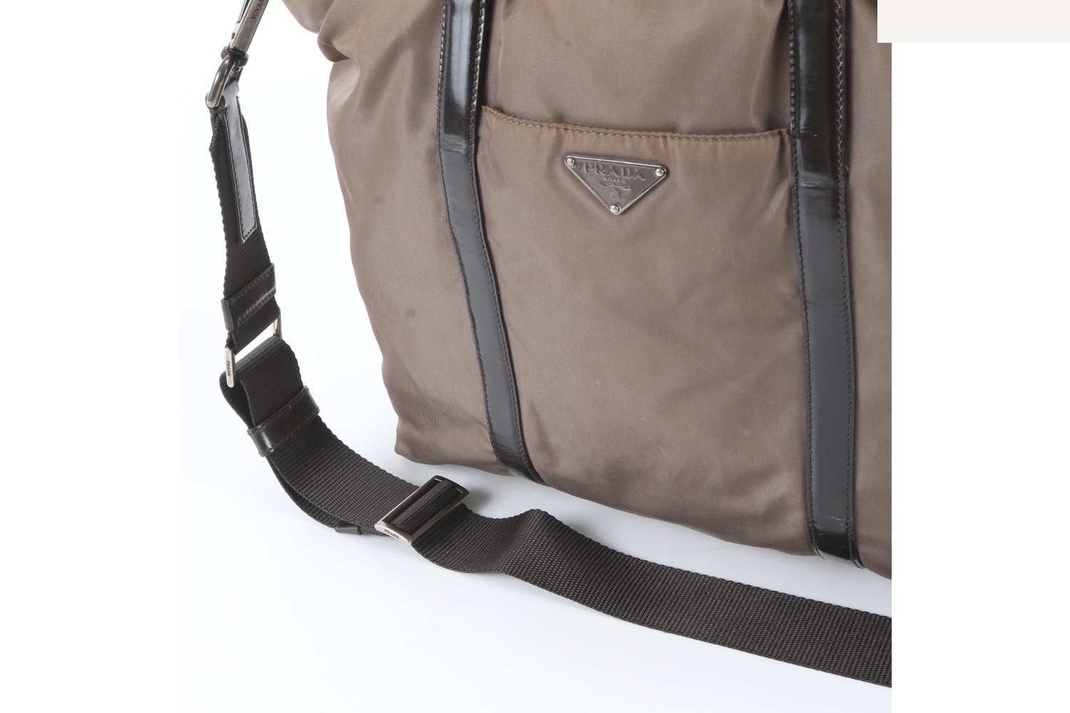 Tessuto Nylon Triangle Logo Leather 2-Way Shoulder Bag — view 3