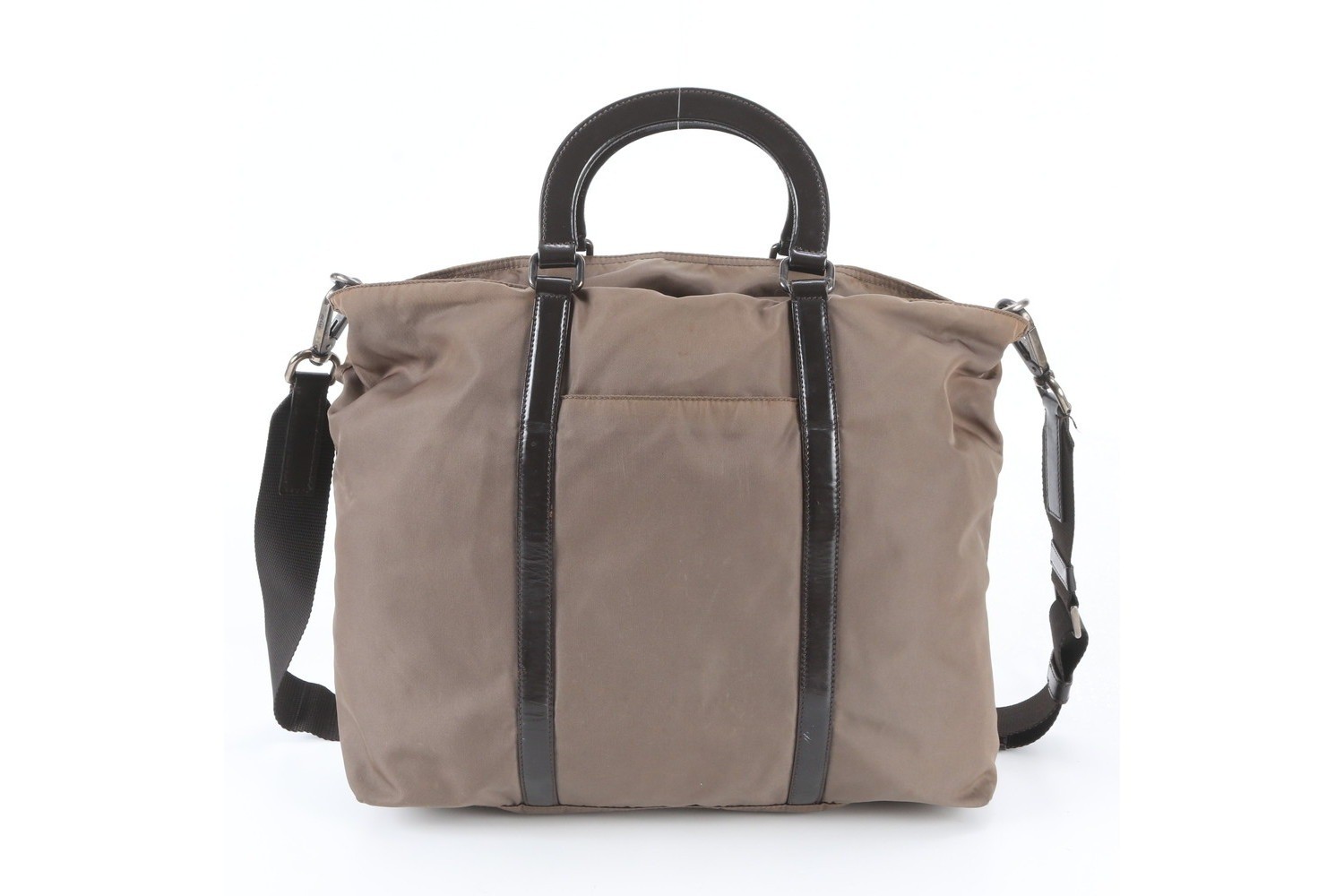 Tessuto Nylon Triangle Logo Leather 2-Way Shoulder Bag — view 4