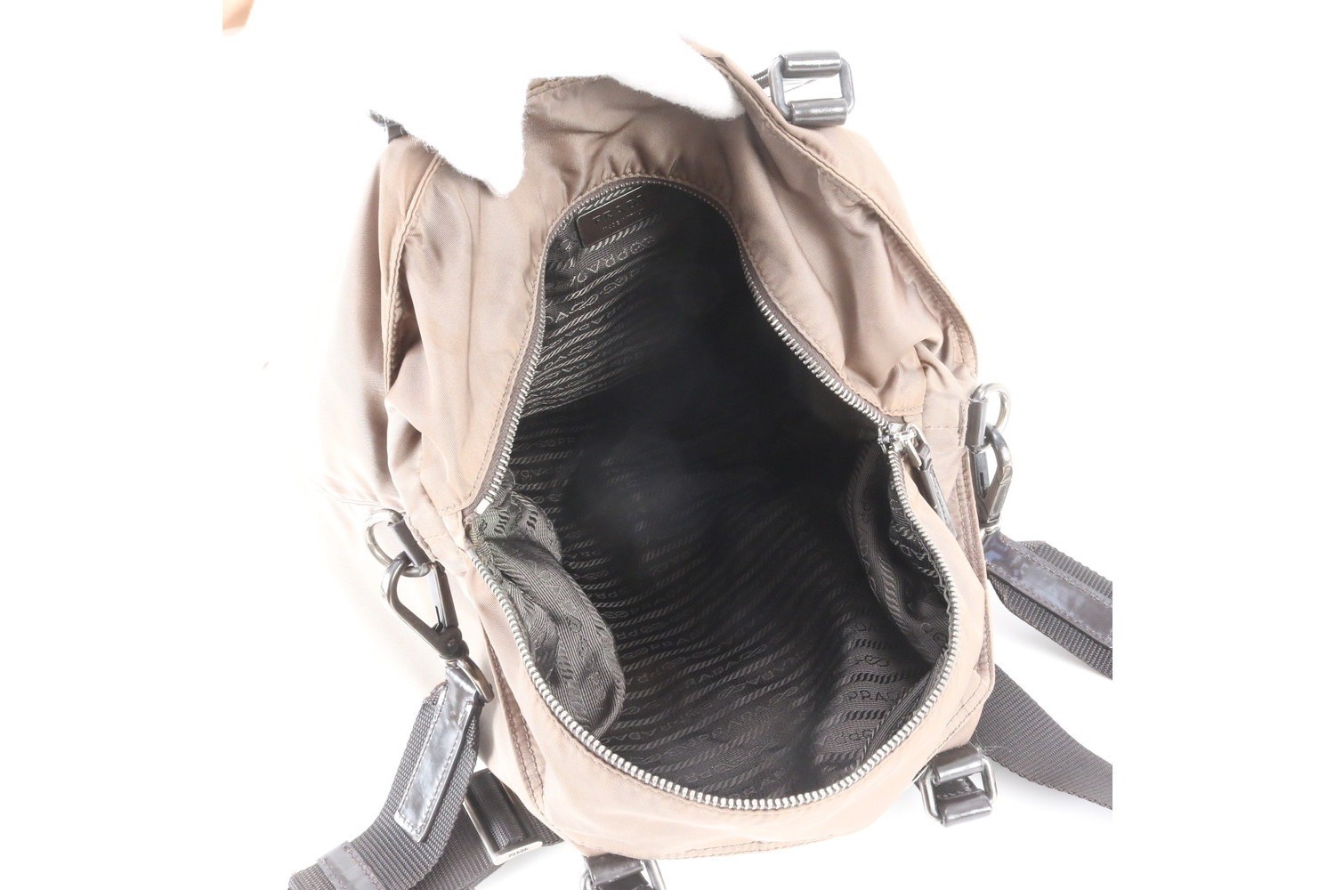 Tessuto Nylon Triangle Logo Leather 2-Way Shoulder Bag — view 8
