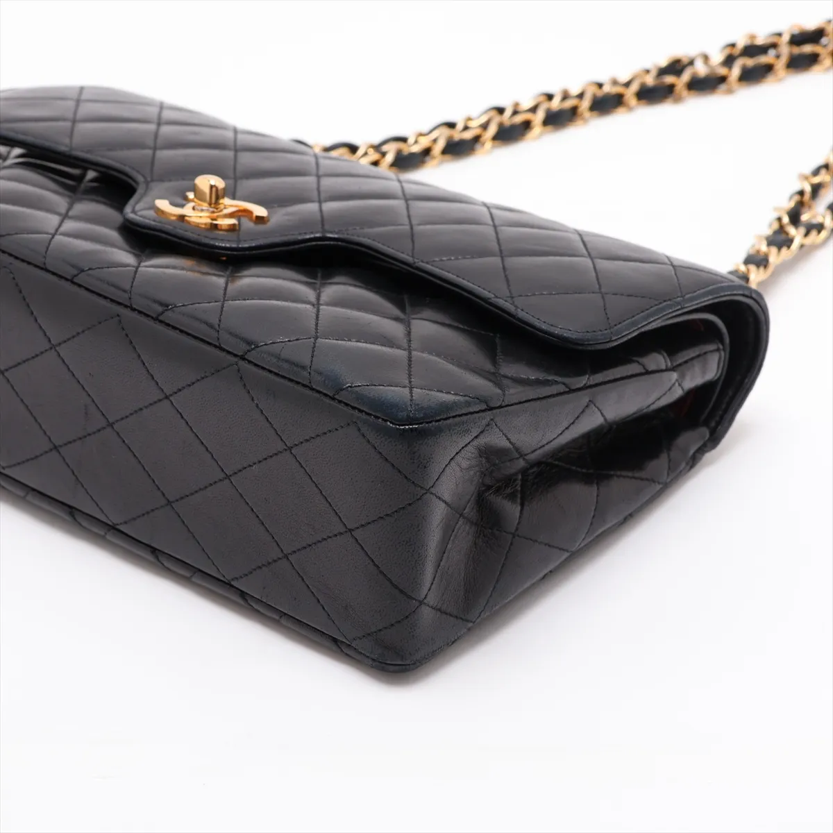 Matelassé Lambskin Double Flap Double Chain Bag, Black with Gold Hardware, 0724338 (Serial Number 0) — view 3