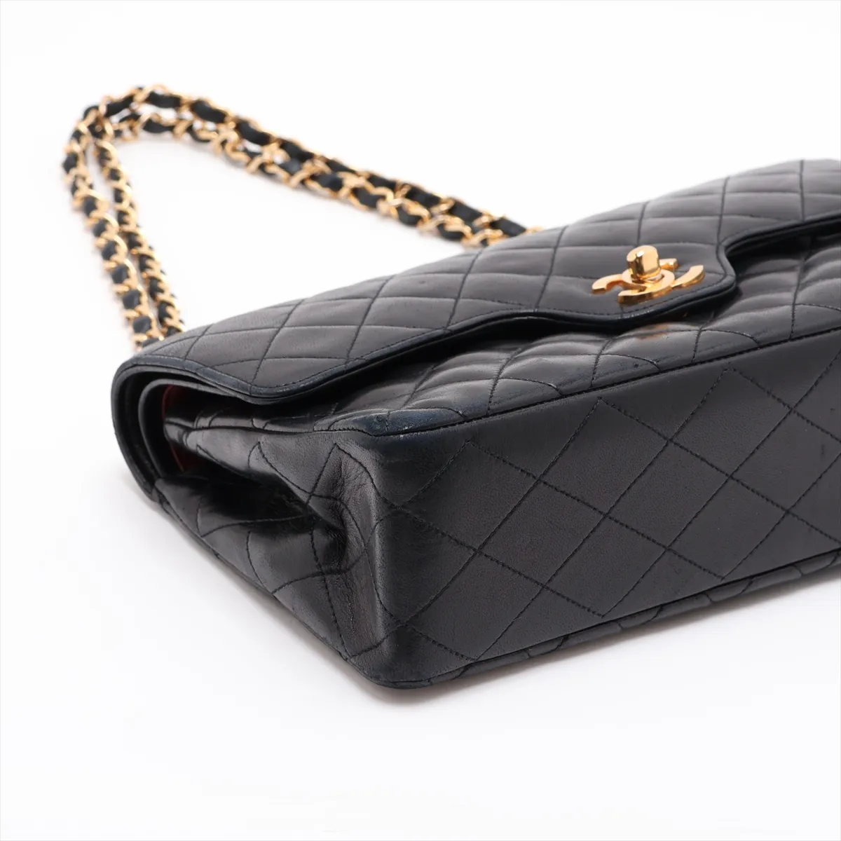 Matelassé Lambskin Double Flap Double Chain Bag, Black with Gold Hardware, 0724338 (Serial Number 0) — view 4