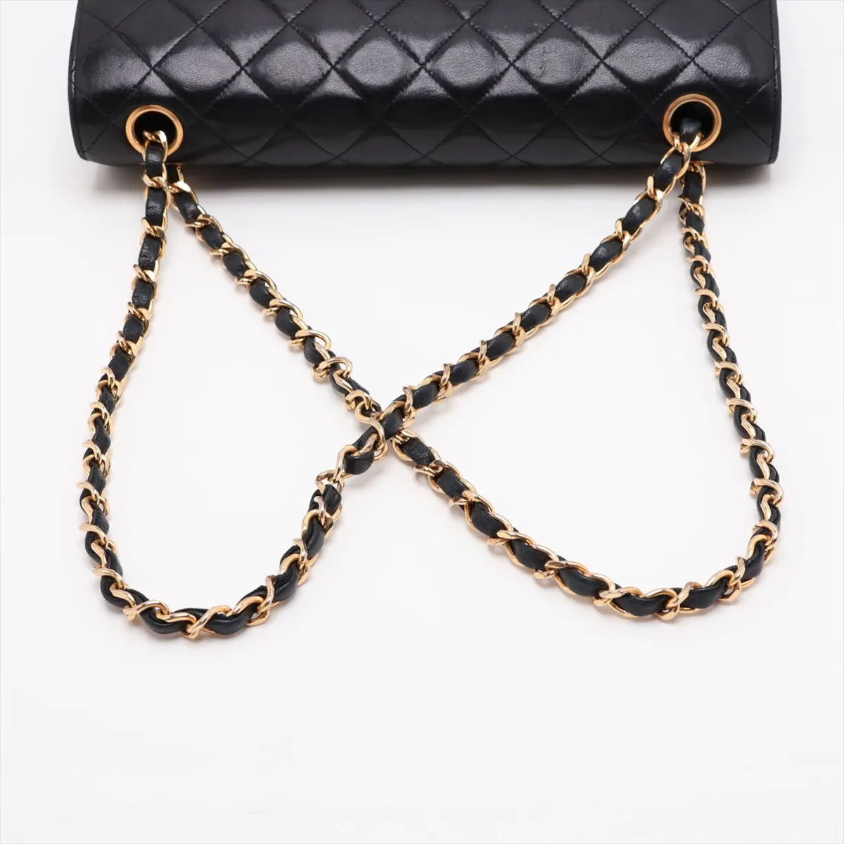 Matelassé Lambskin Double Flap Double Chain Bag, Black with Gold Hardware, 0724338 (Serial Number 0) — view 5