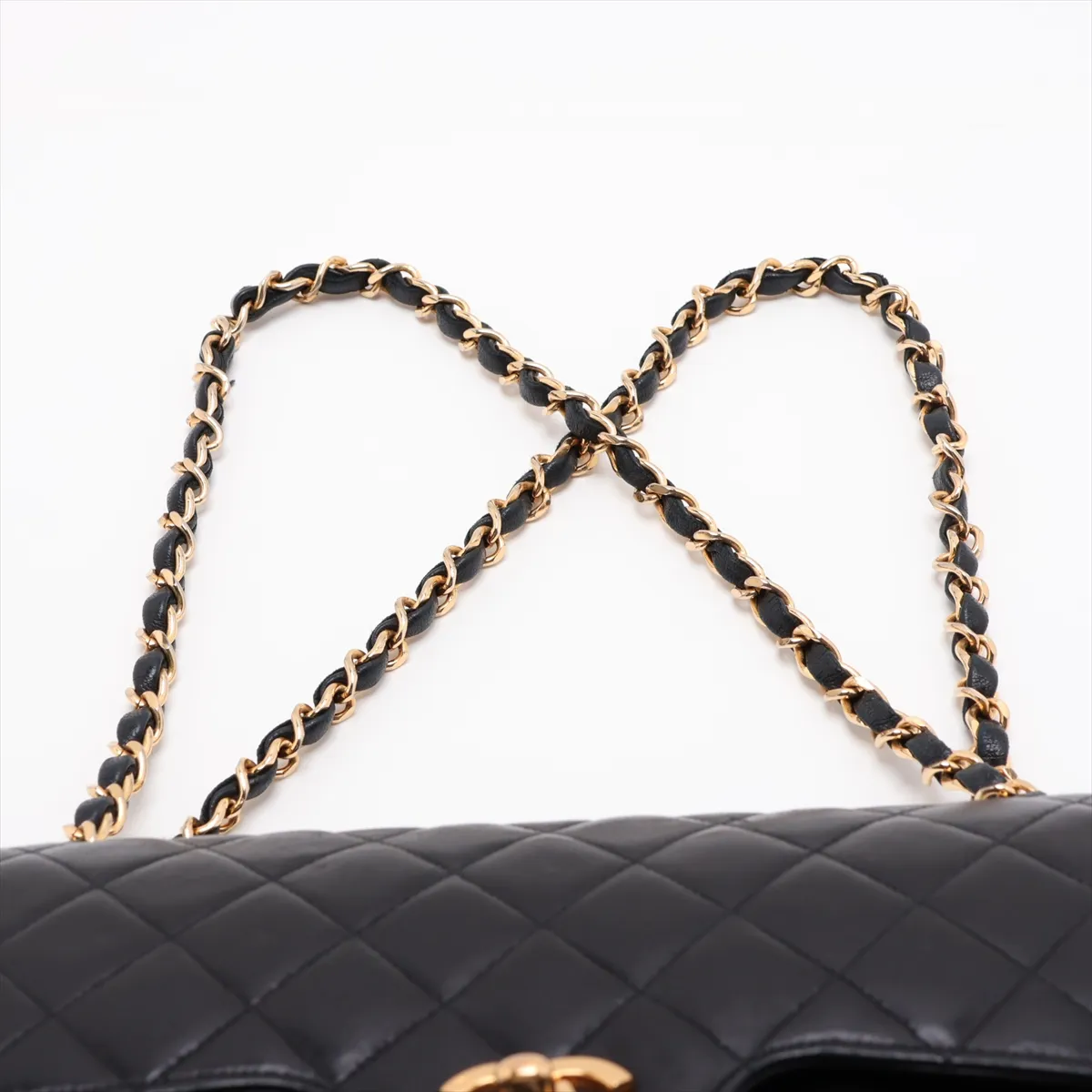 Matelassé Lambskin Double Flap Double Chain Bag, Black with Gold Hardware, 0724338 (Serial Number 0) — view 6