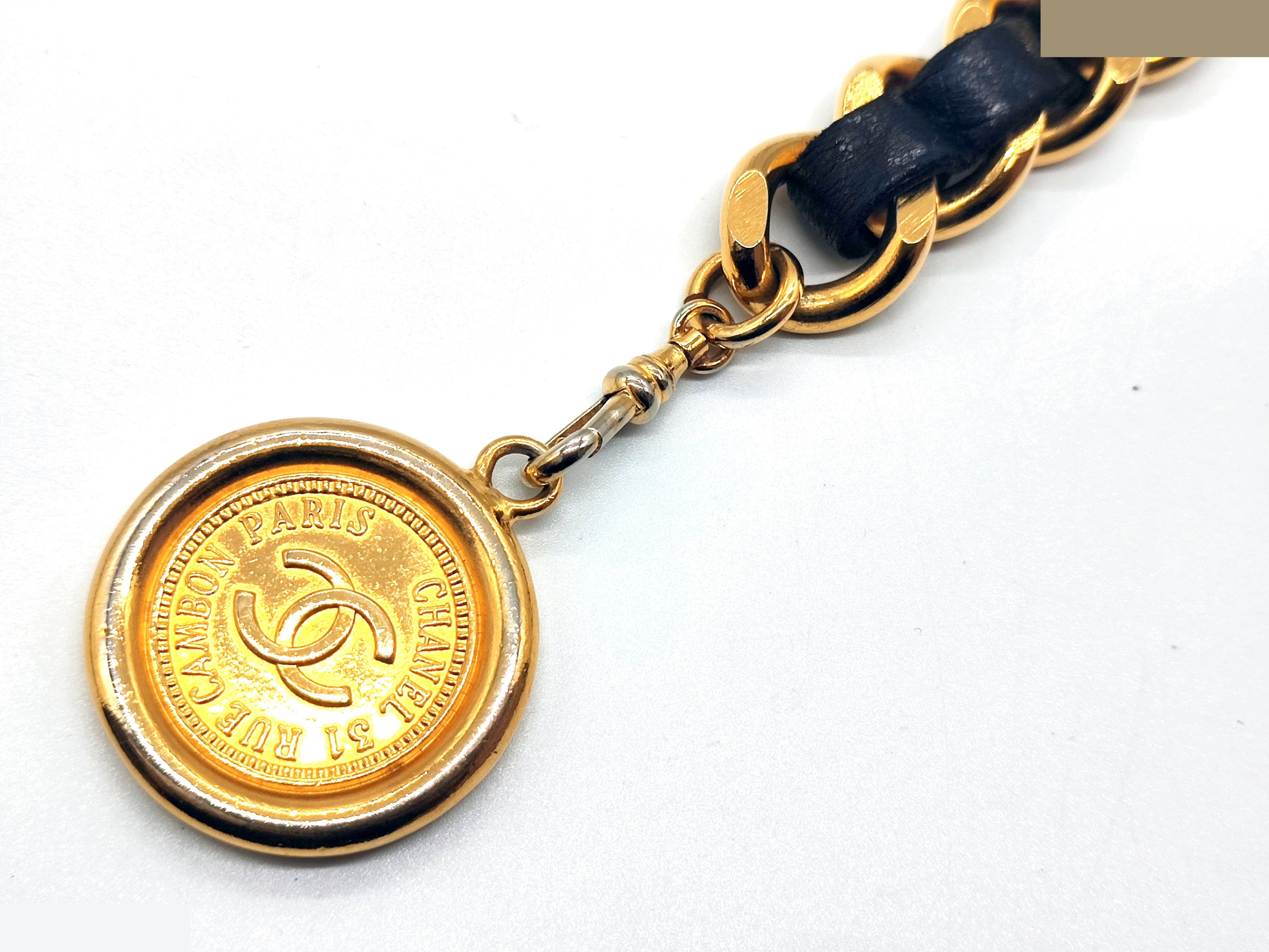 Coco Mark Leather Chain Belt, Chain approx. 75cm — view 3