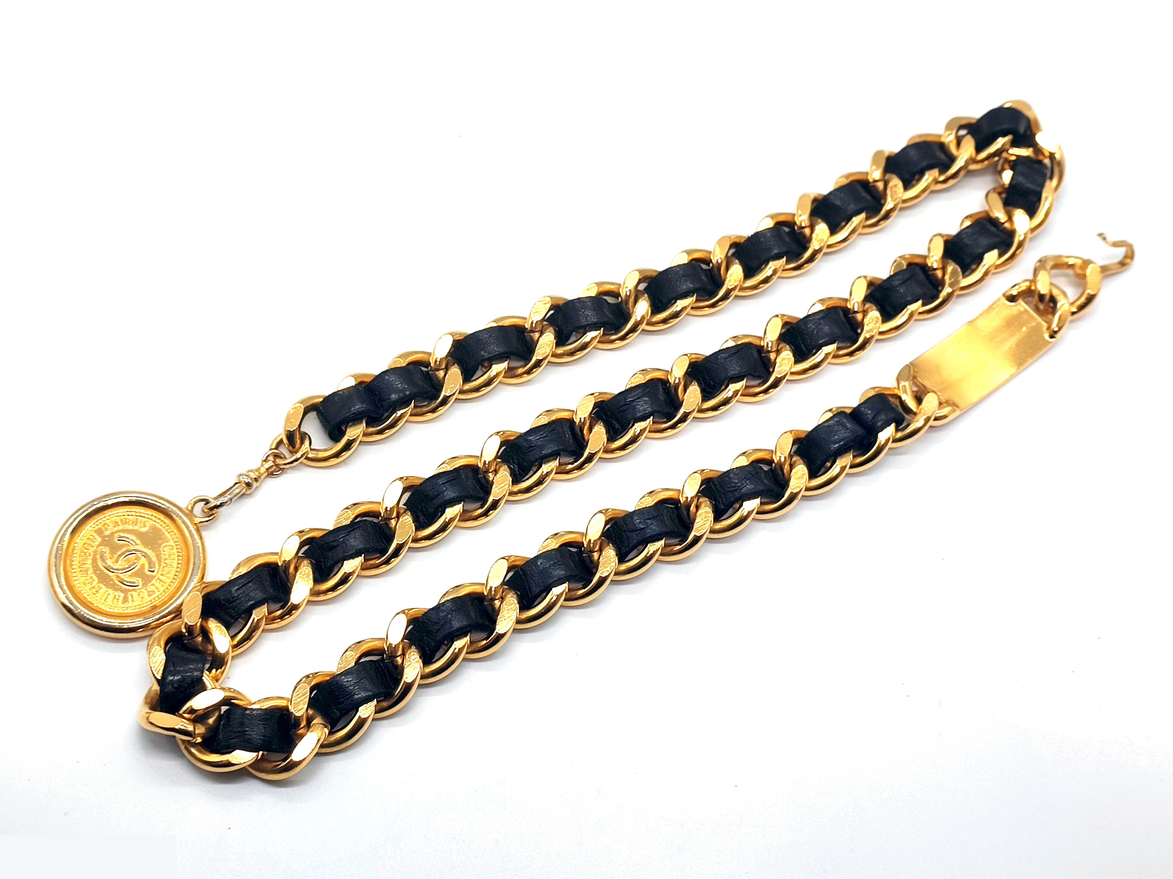 Coco Mark Leather Chain Belt, Chain approx. 75cm — view 9