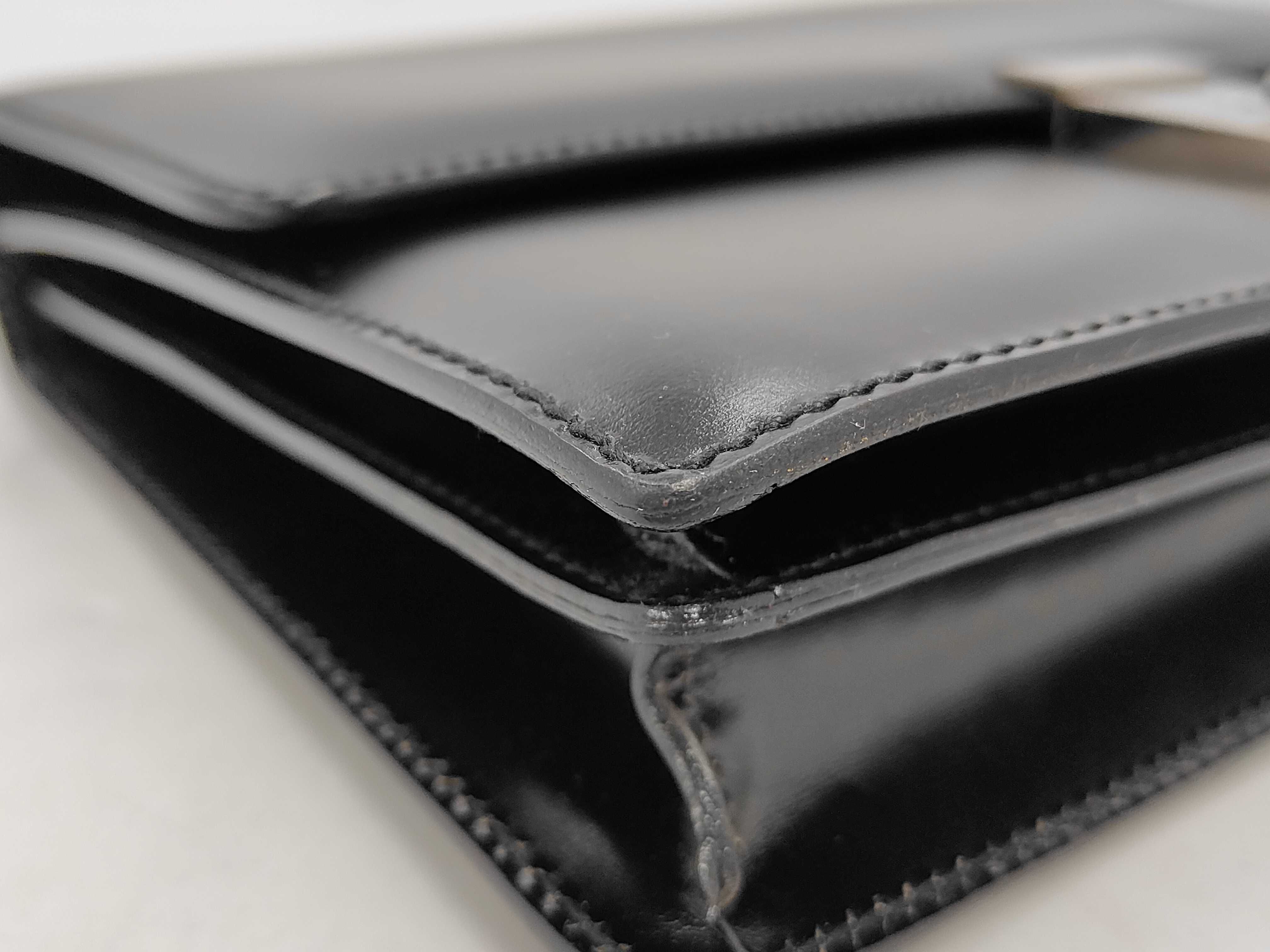 Leather Clutch Bag, Black — view 4