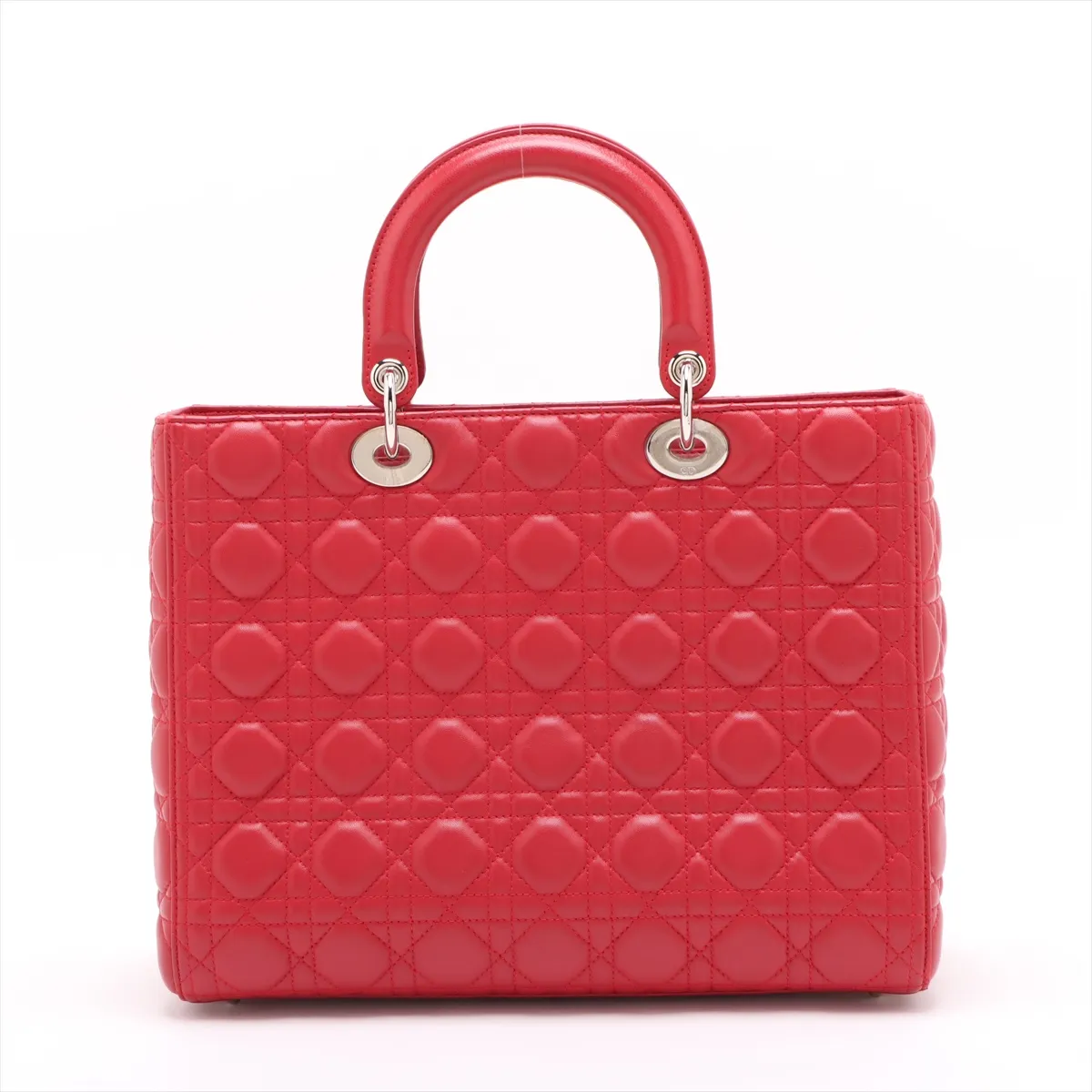 Lady Dior Cannage Large Leather 2WAY Handbag Red — view 2