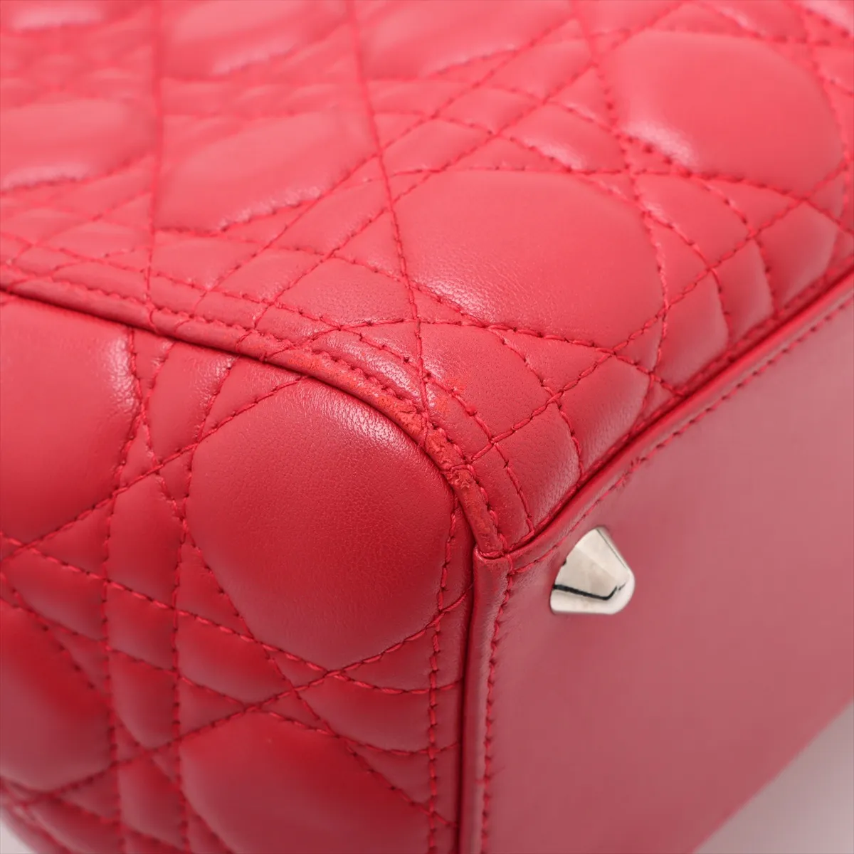 Lady Dior Cannage Large Leather 2WAY Handbag Red — view 12