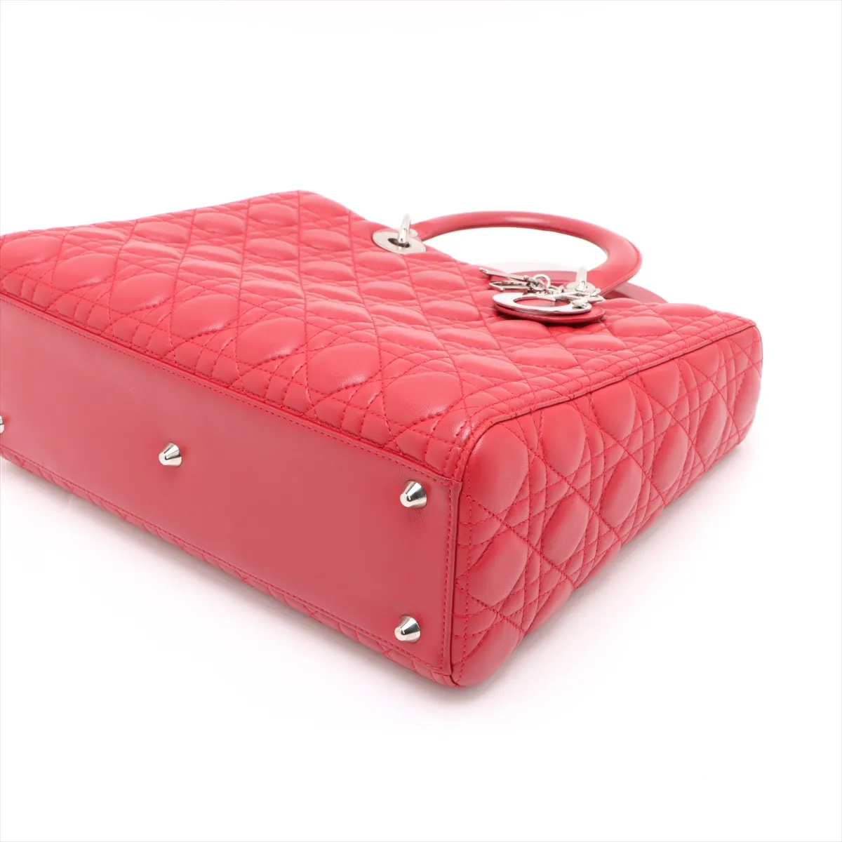 Lady Dior Cannage Large Leather 2WAY Handbag Red — view 3